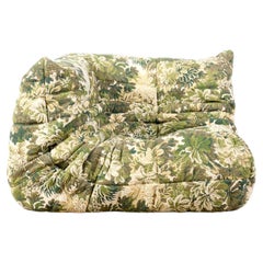 Ligne Roset Newly Upholstered Green Floral Corner Seat TOGO by Michel Ducaroy