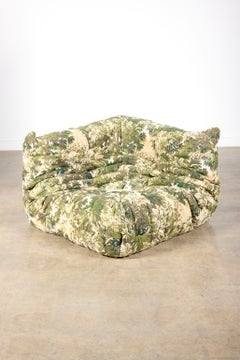 Ligne Roset Newly Upholstered Green Floral Corner Seat TOGO by Michel Ducaroy