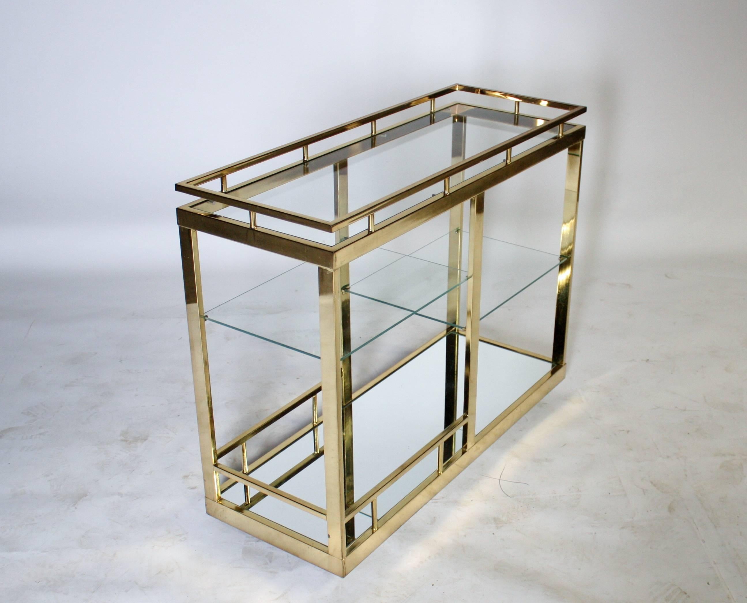 Late 20th Century Italian Brass Bar Cart, 1970s