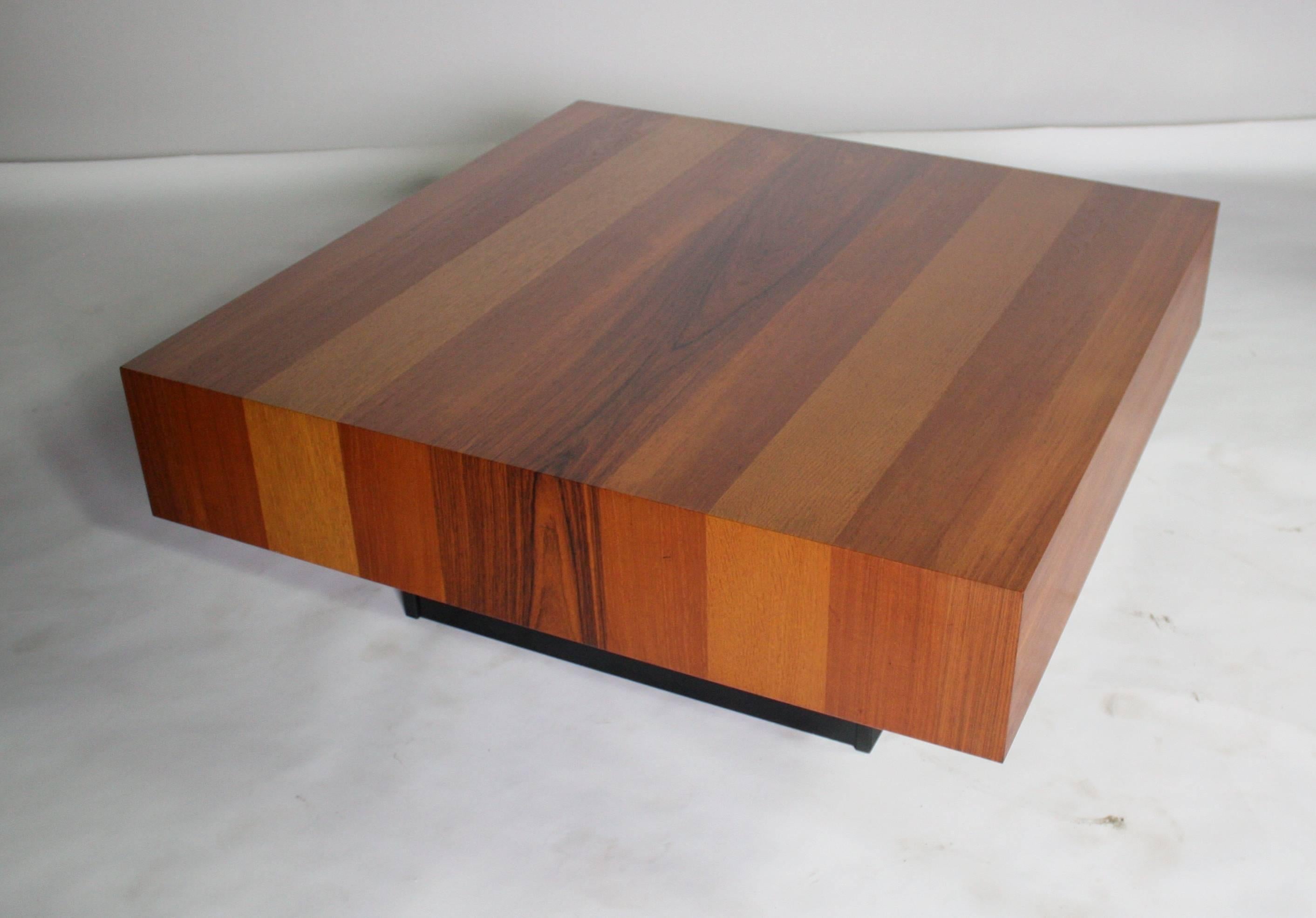Danish Modern Mixed Wood Square Coffee Table In Excellent Condition In Chicago, IL