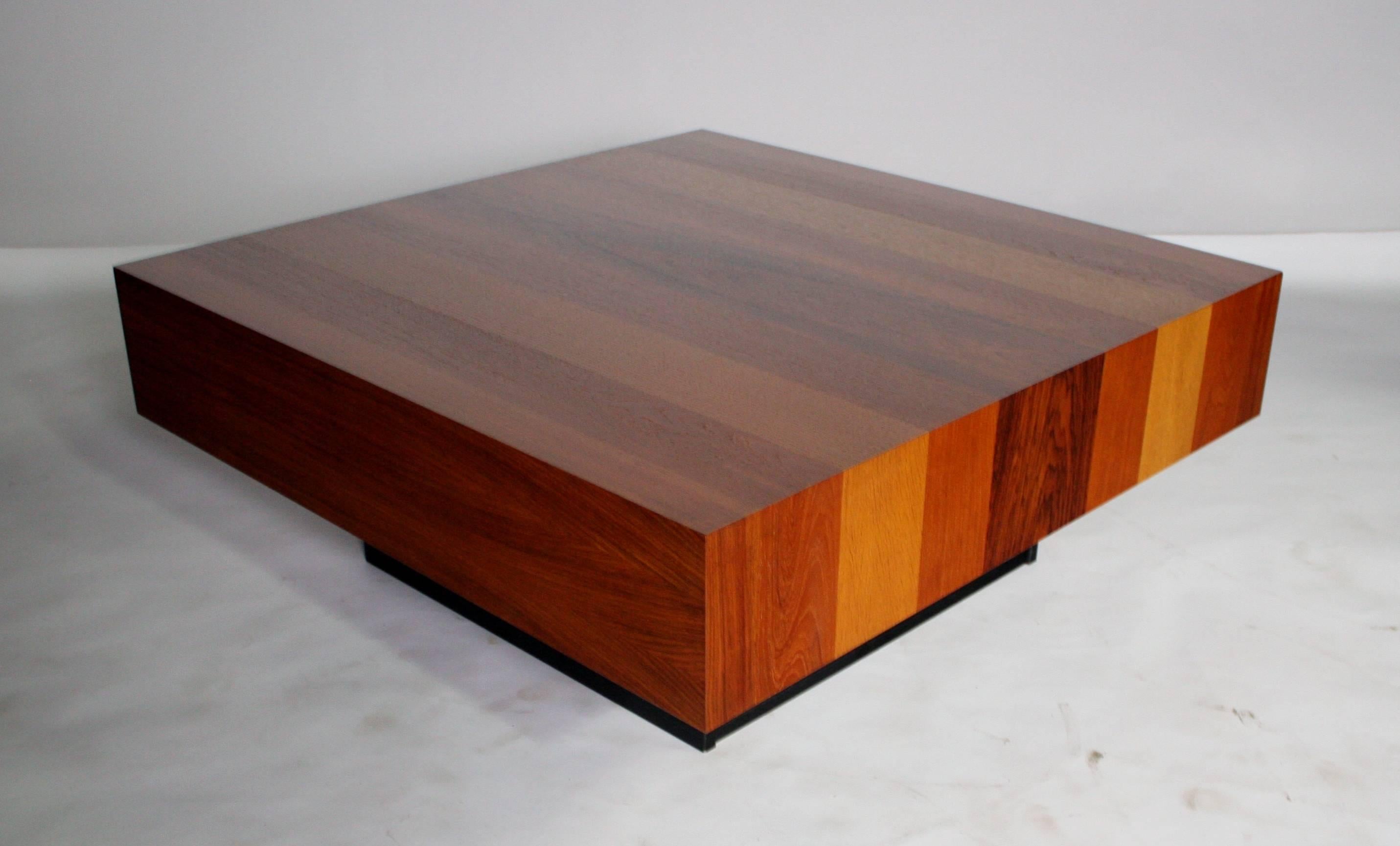 Late 20th Century Danish Modern Mixed Wood Square Coffee Table