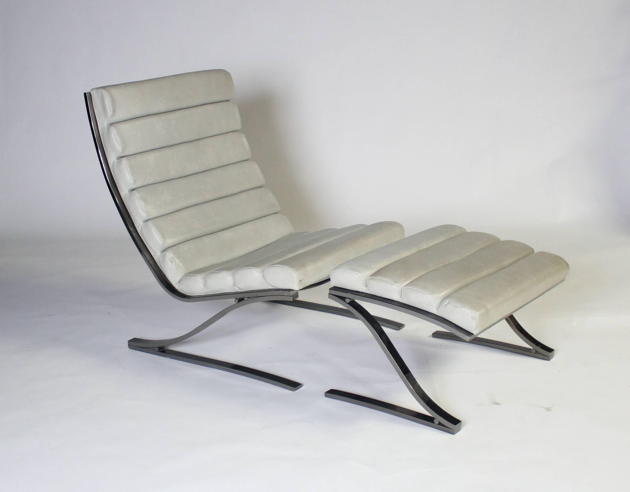 Mid-Century Modern Design Institute of America Cantilevered Lounge Chair and Ottoman