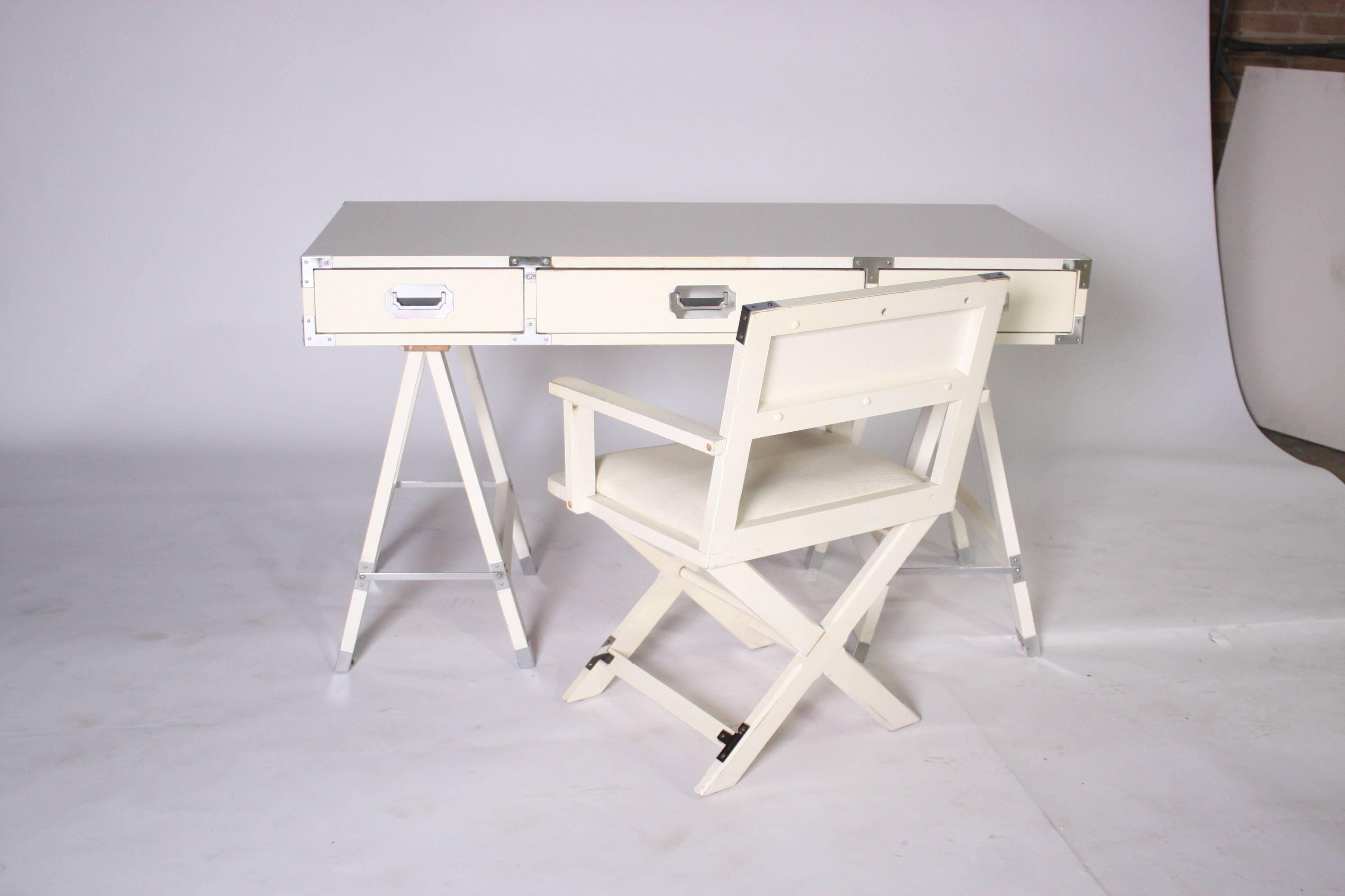 Laminated Bernhardt Campaign Style Desk and Chair