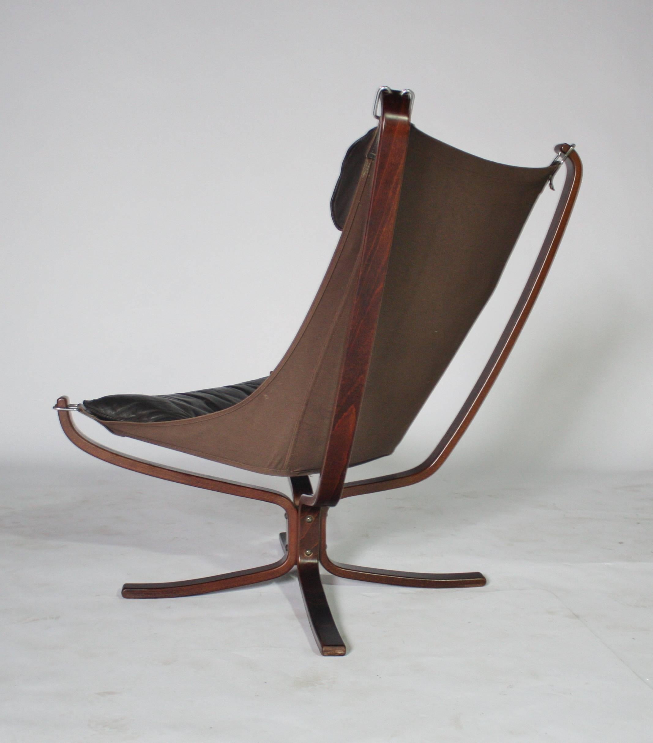 Late 20th Century Sigurd Resell Rosewood and Leather Falcon Chair