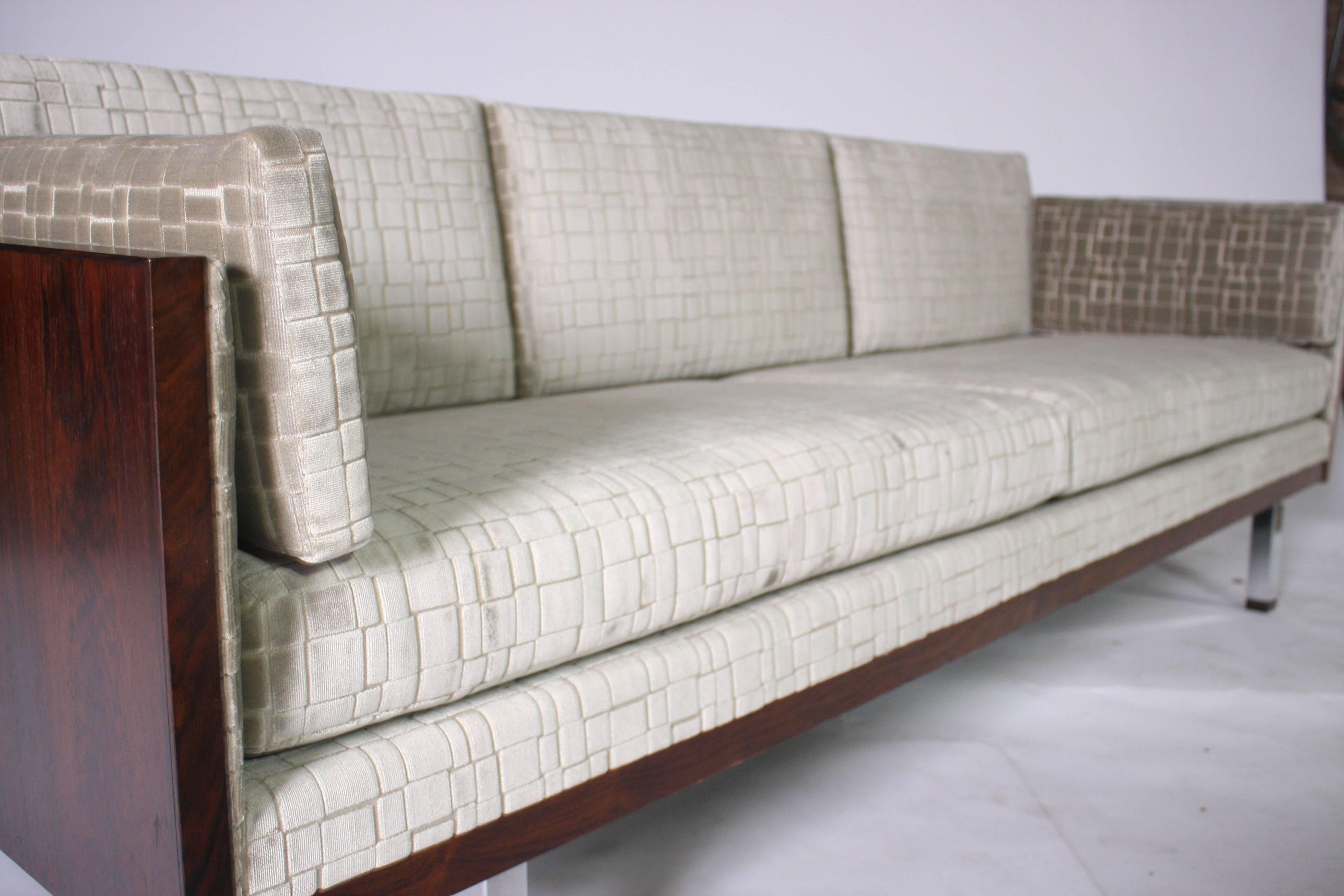 Mid-Century Modern Rosewood Case Tuxedo Sofa