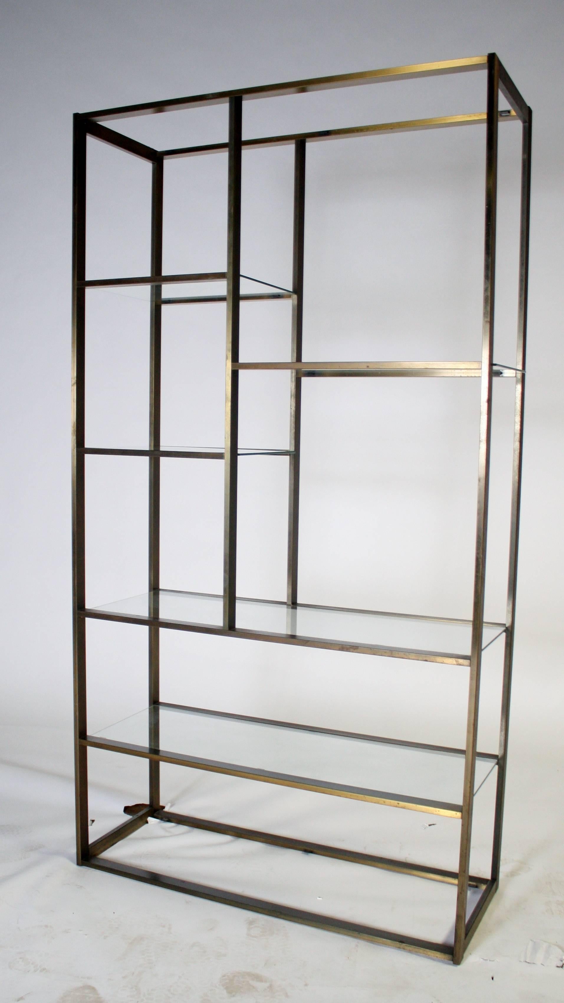 Mid-Century Modern Bronze and Glass Etagere Attributed to Milo Baughman