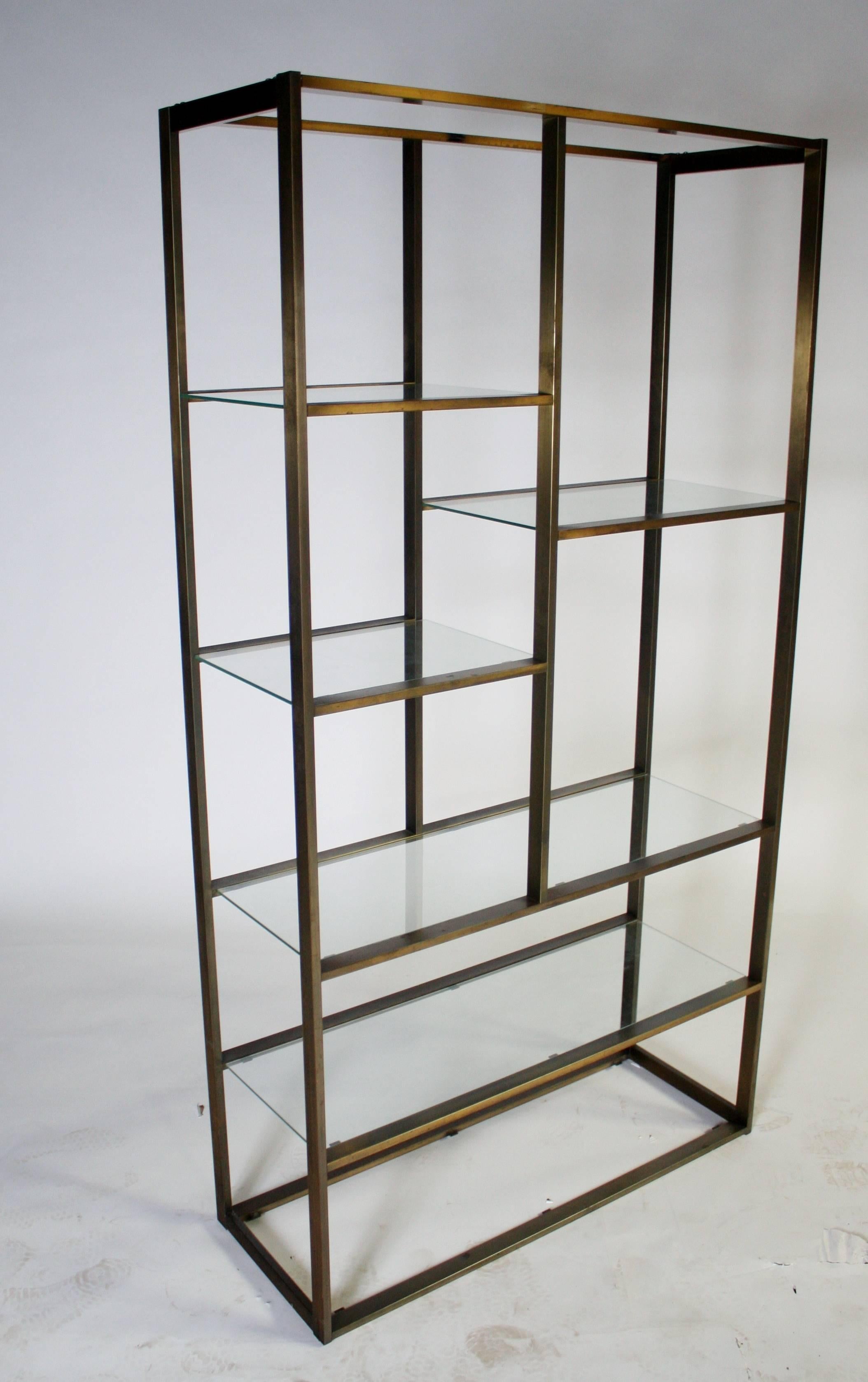 Bronze and Glass Etagere Attributed to Milo Baughman In Good Condition In Chicago, IL