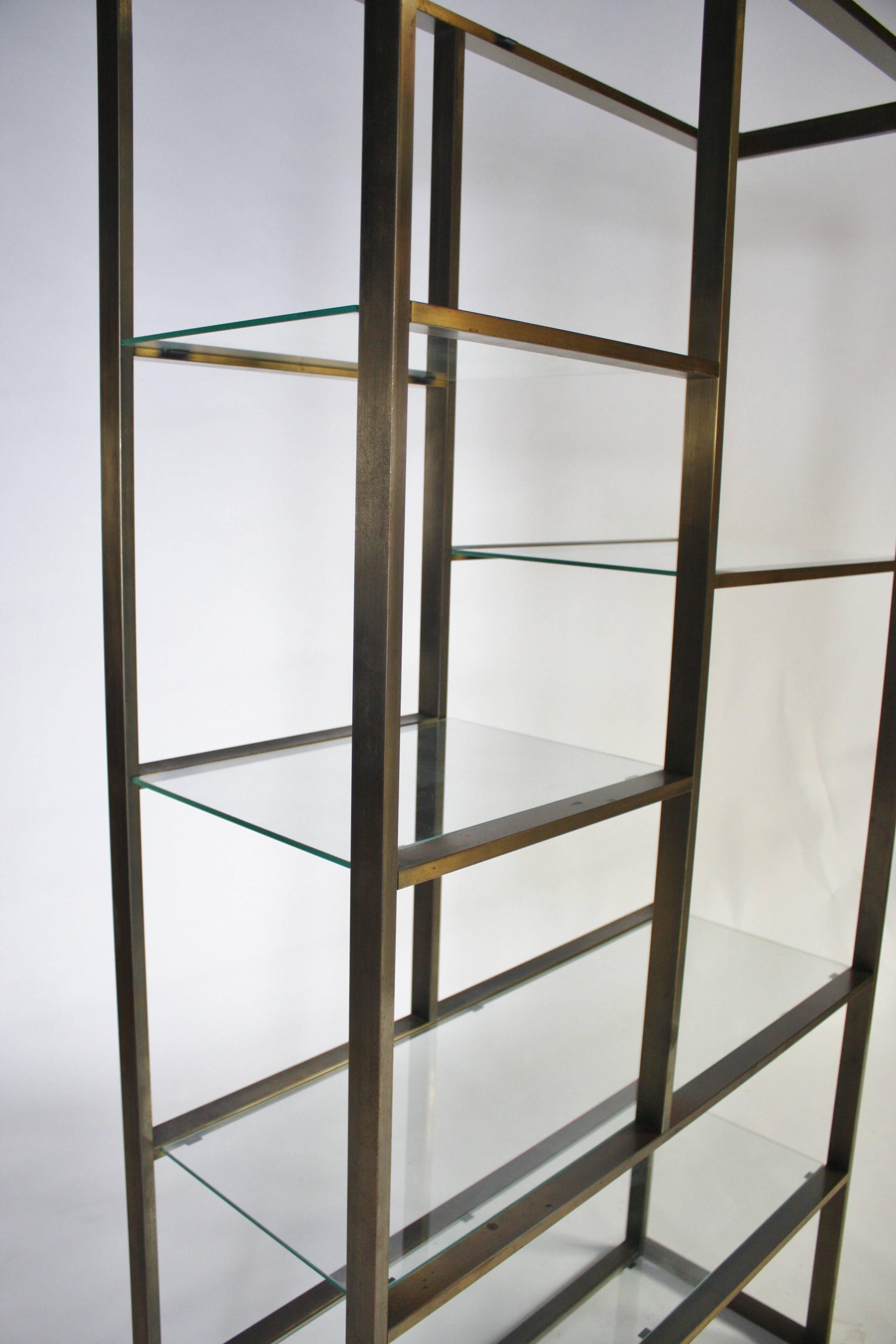 Bronze and Glass Etagere Attributed to Milo Baughman 1