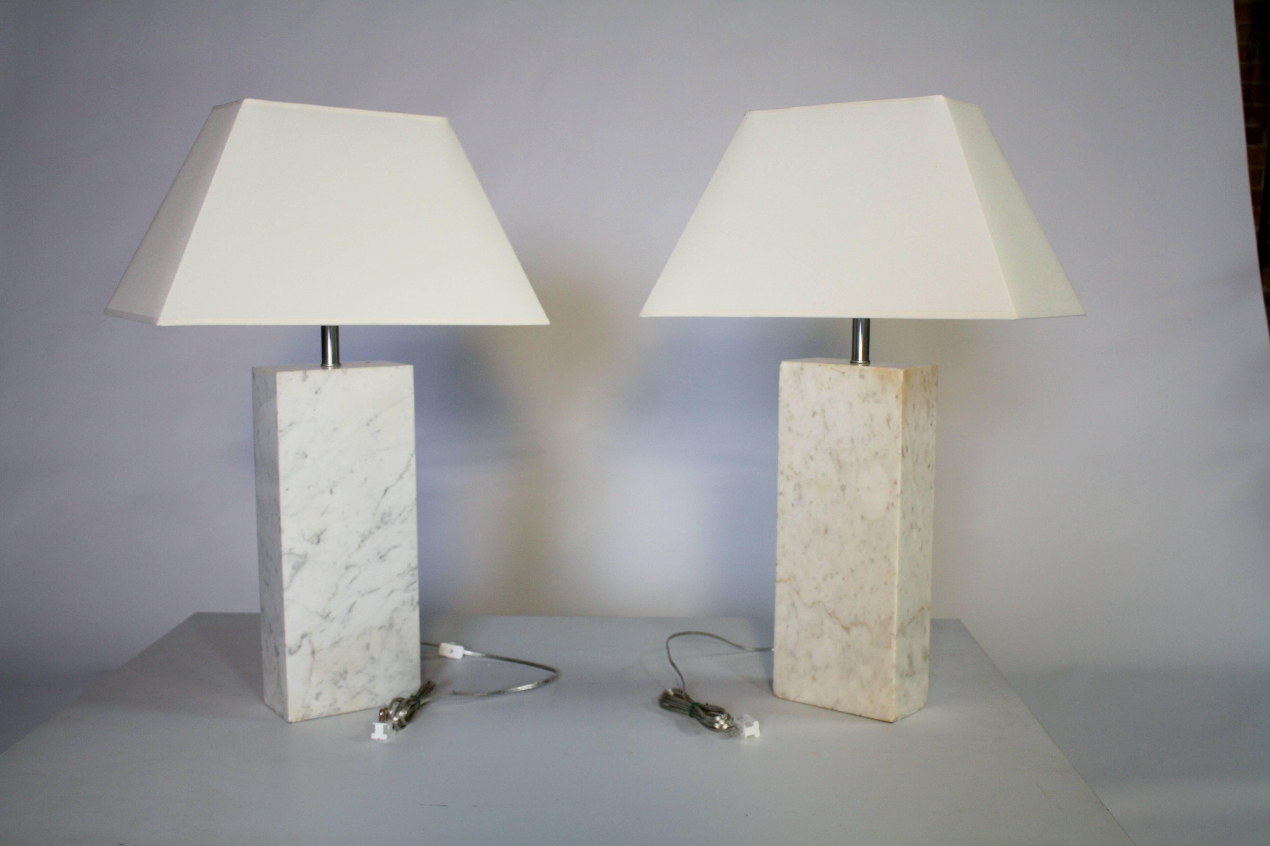 Mid-Century Modern Pair of Marble Lamps by Nessen