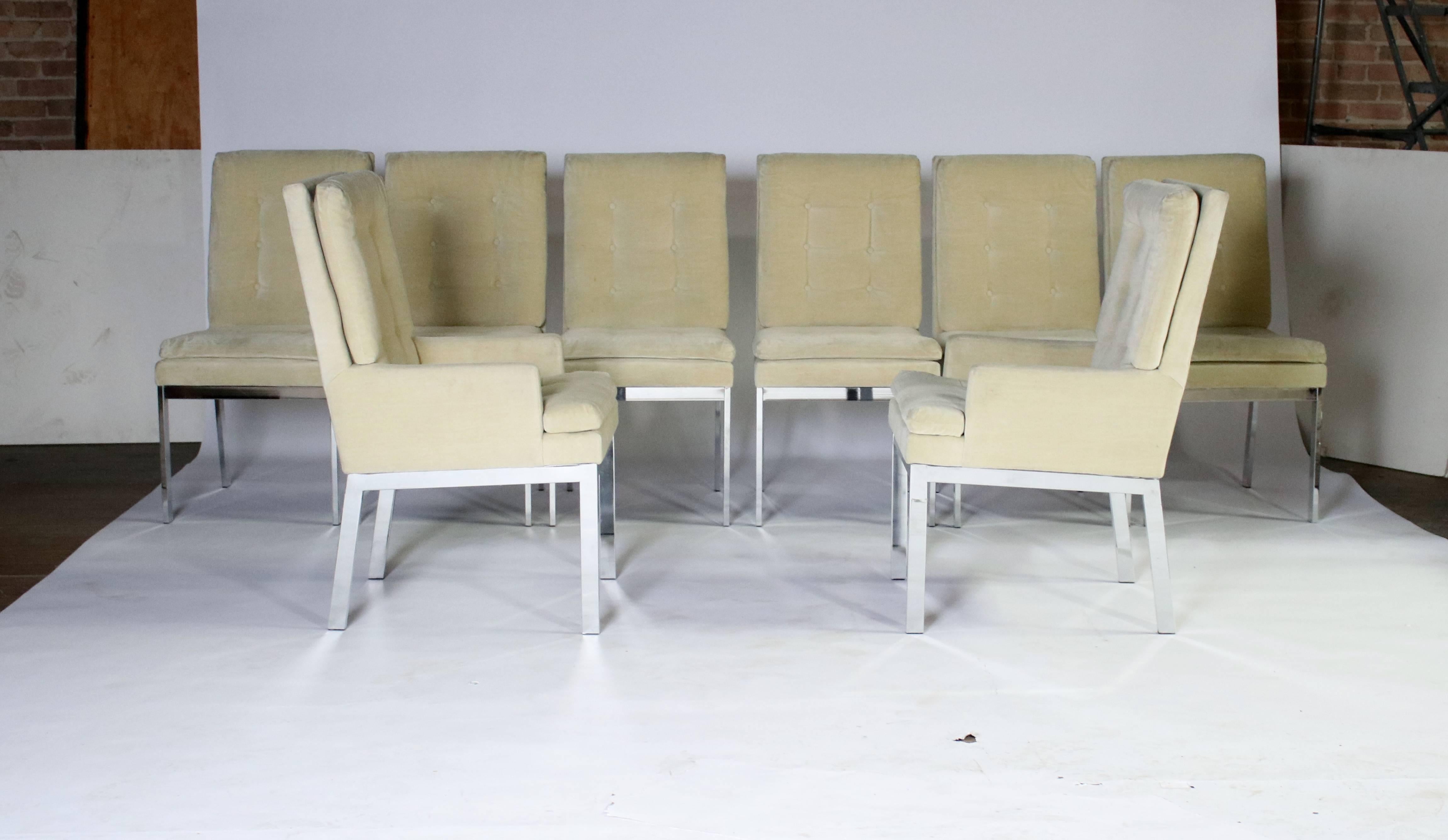 Fabric Milo Baughman DIA Dining Chairs Set of Eight