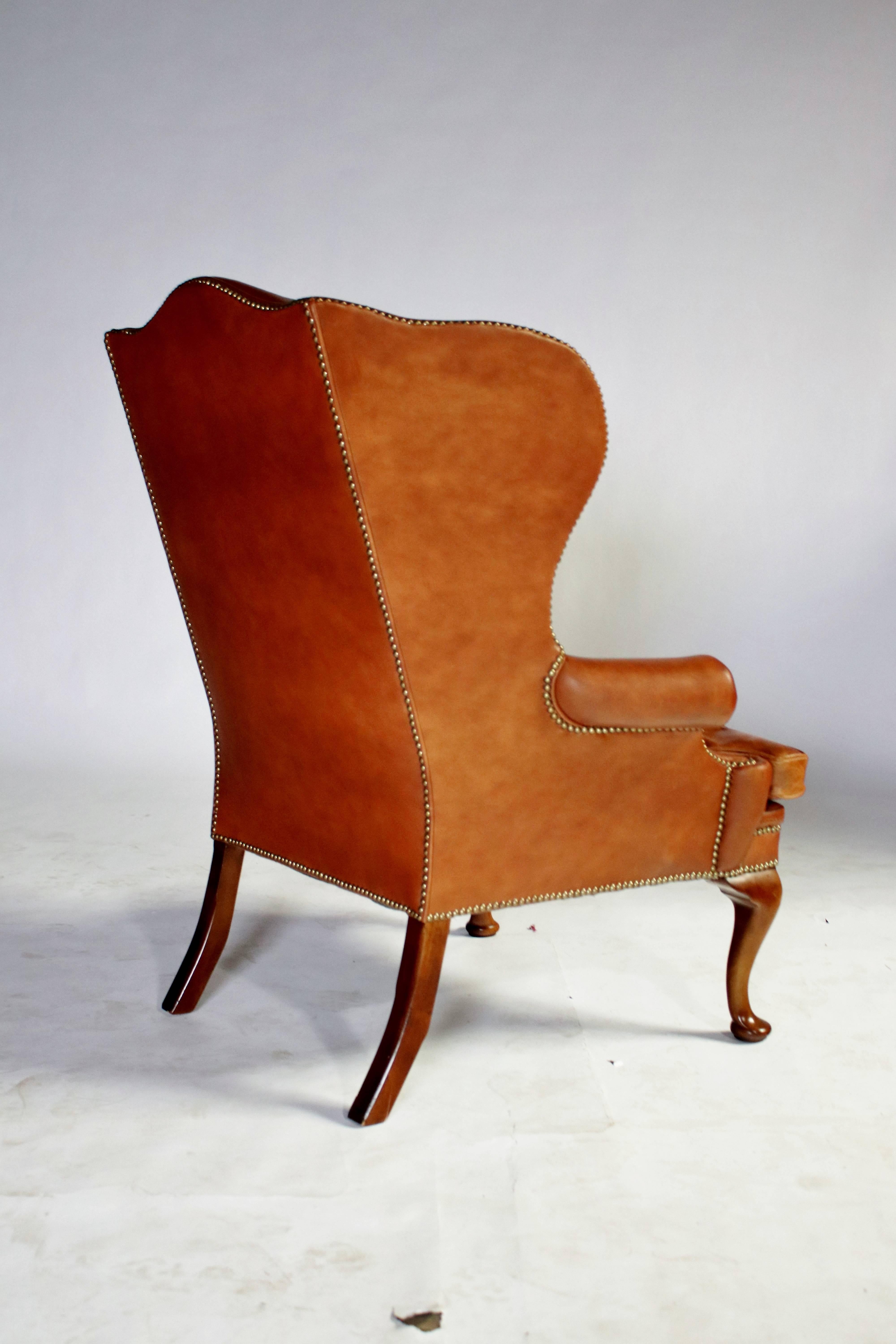 George I Ralph Lauren Leather Wingback Chair