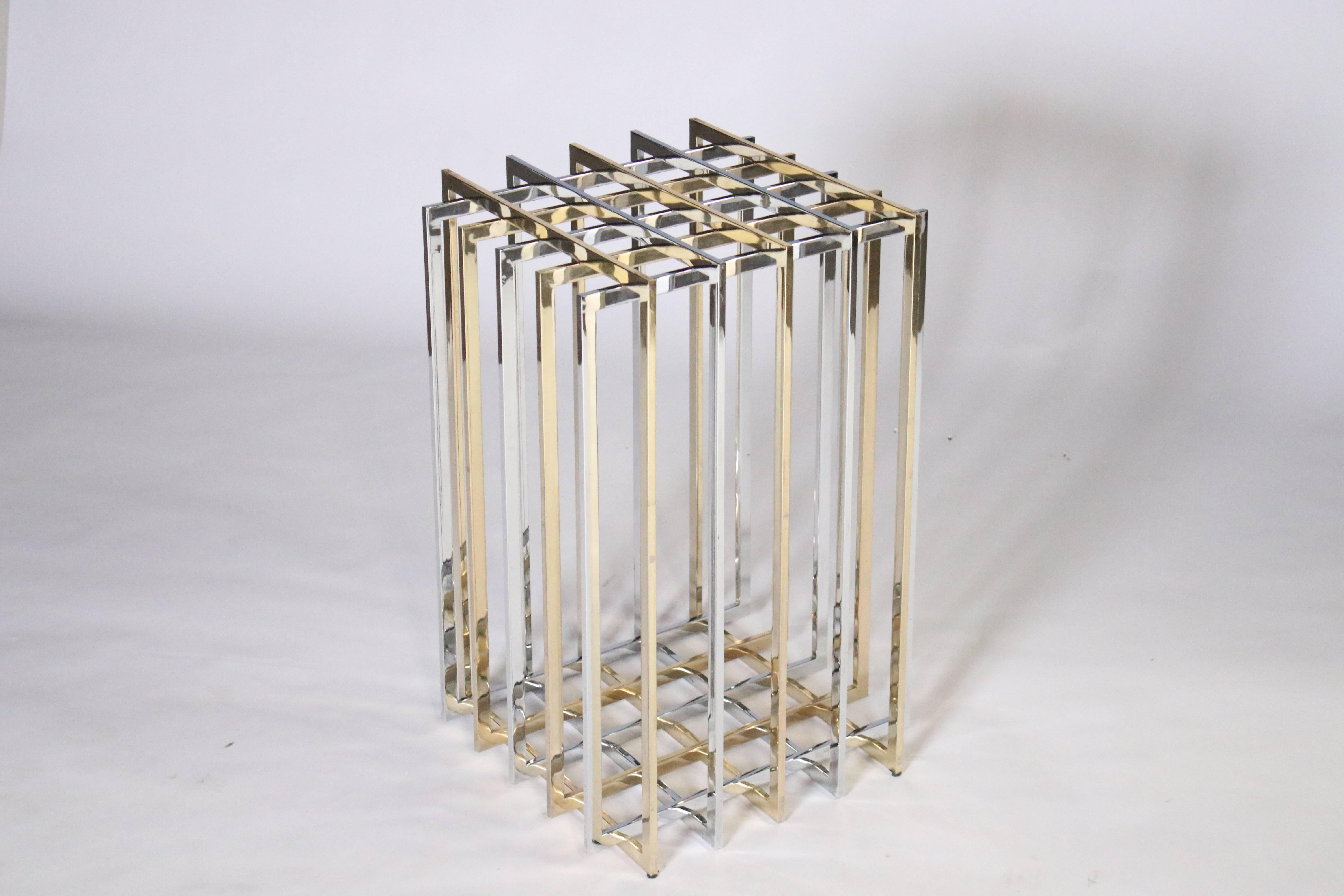 Pierre Cardin Mixed Chrome and Brass Grid Table 1