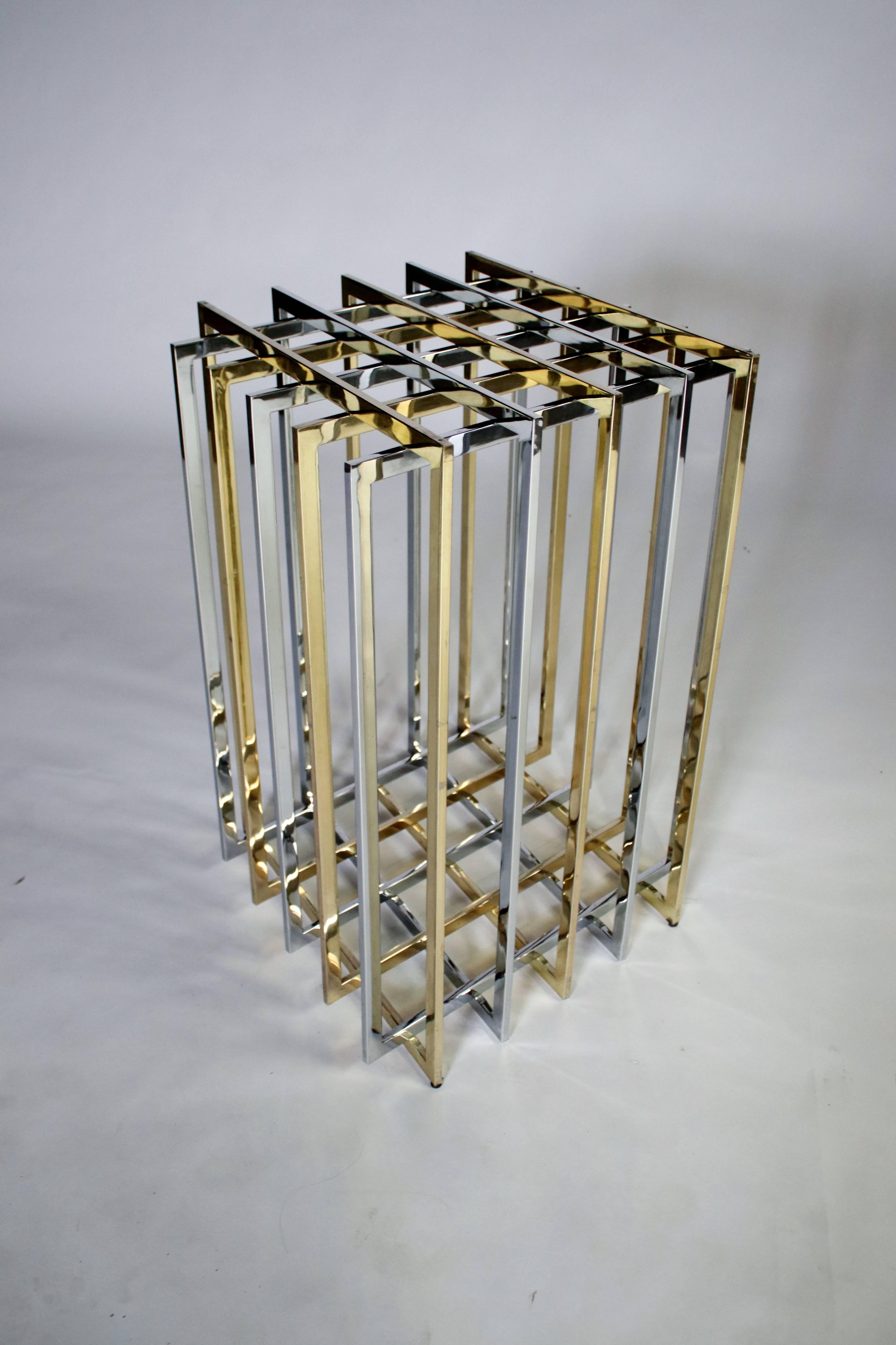 Late 20th Century Pierre Cardin Mixed Chrome and Brass Grid Table