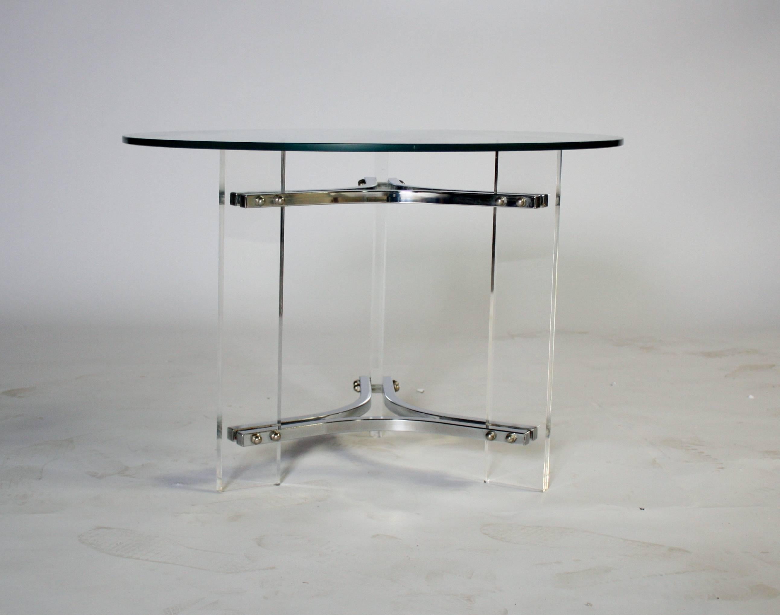 1970s Lucite and chrome end table with 30
