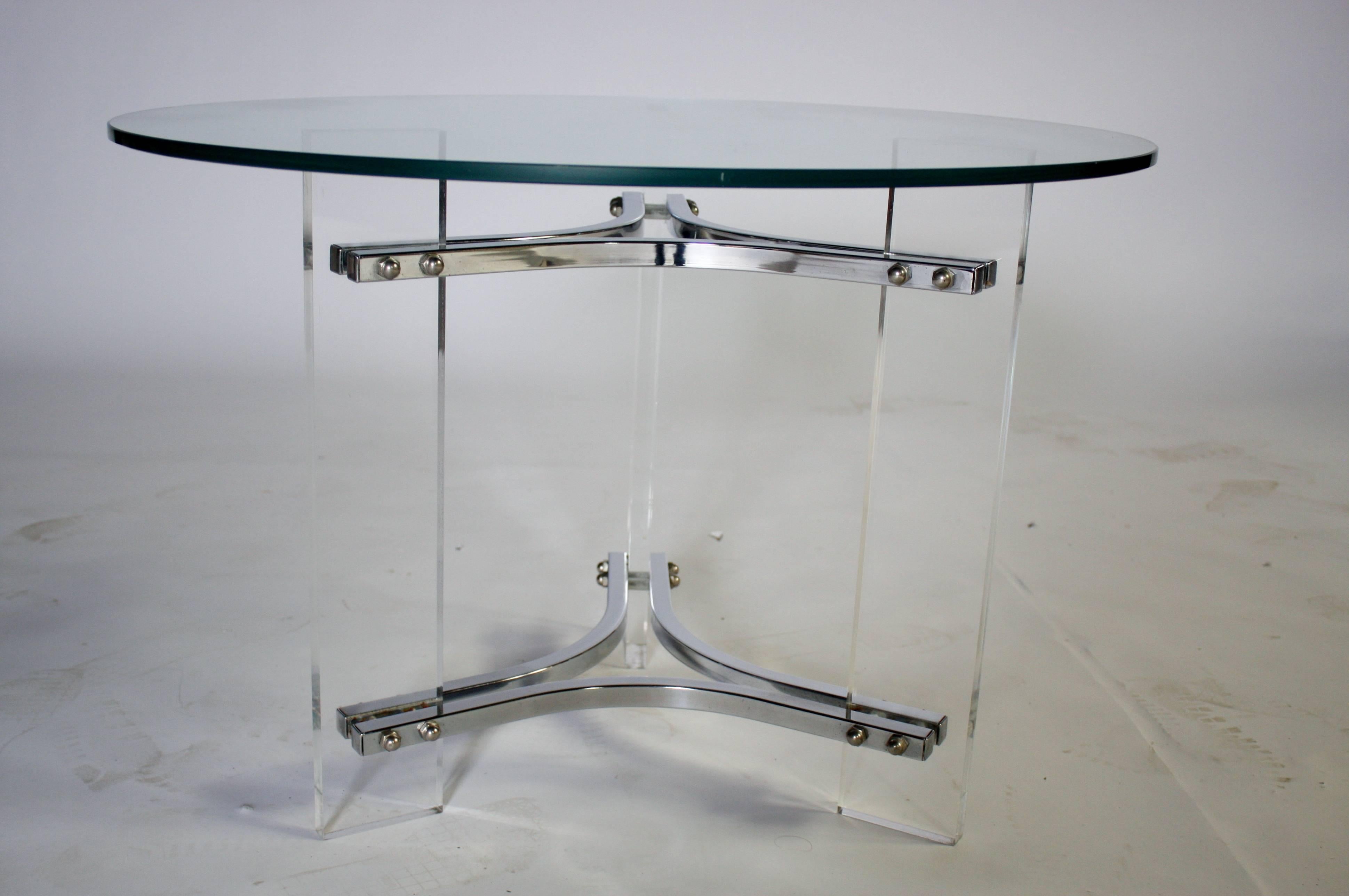 Mid-Century Modern Charles Hollis Jones Lucite and Chrome Glass Top Table