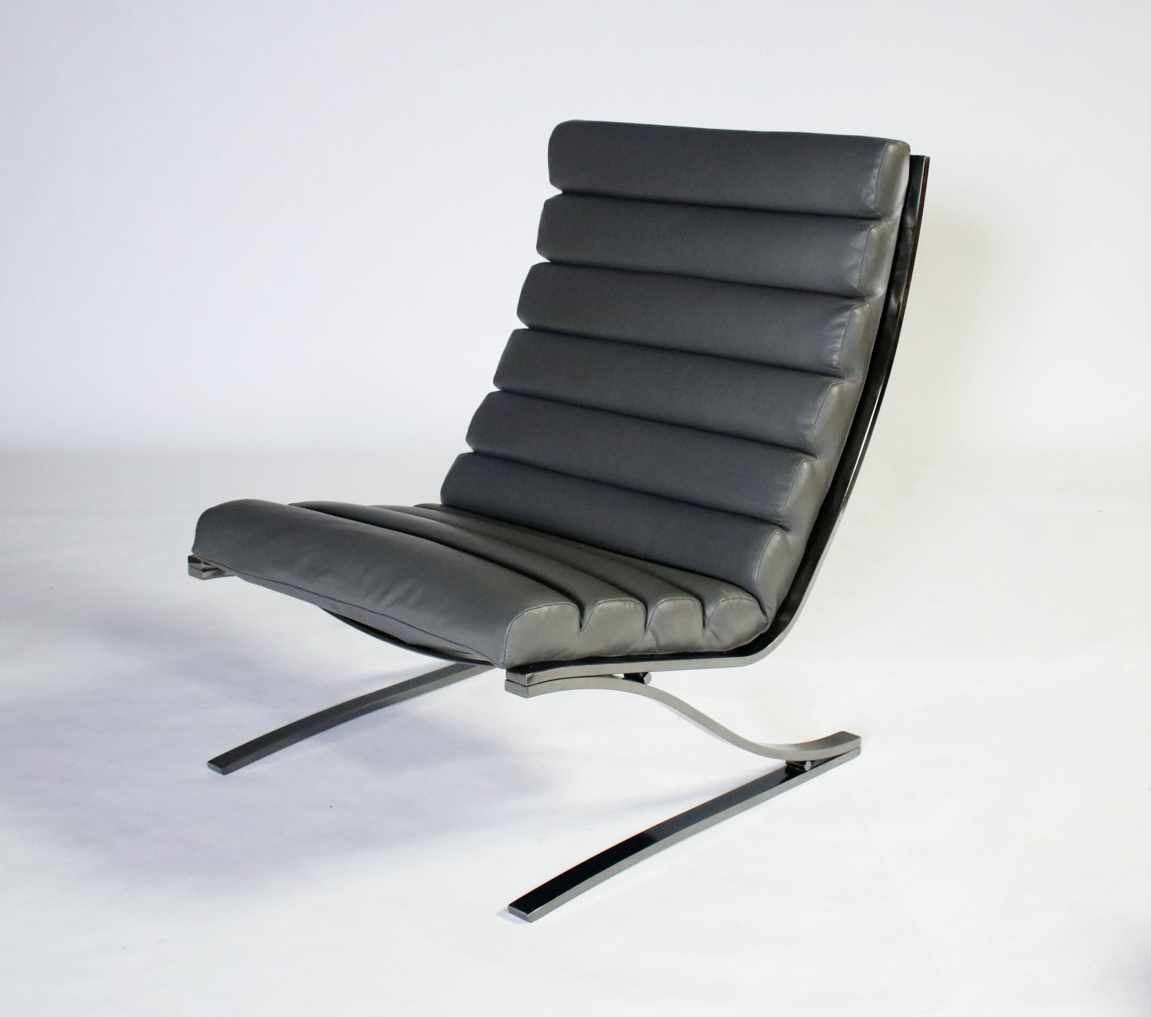 Polished Design Institute of America Cantilevered Lounge Chair and Ottoman