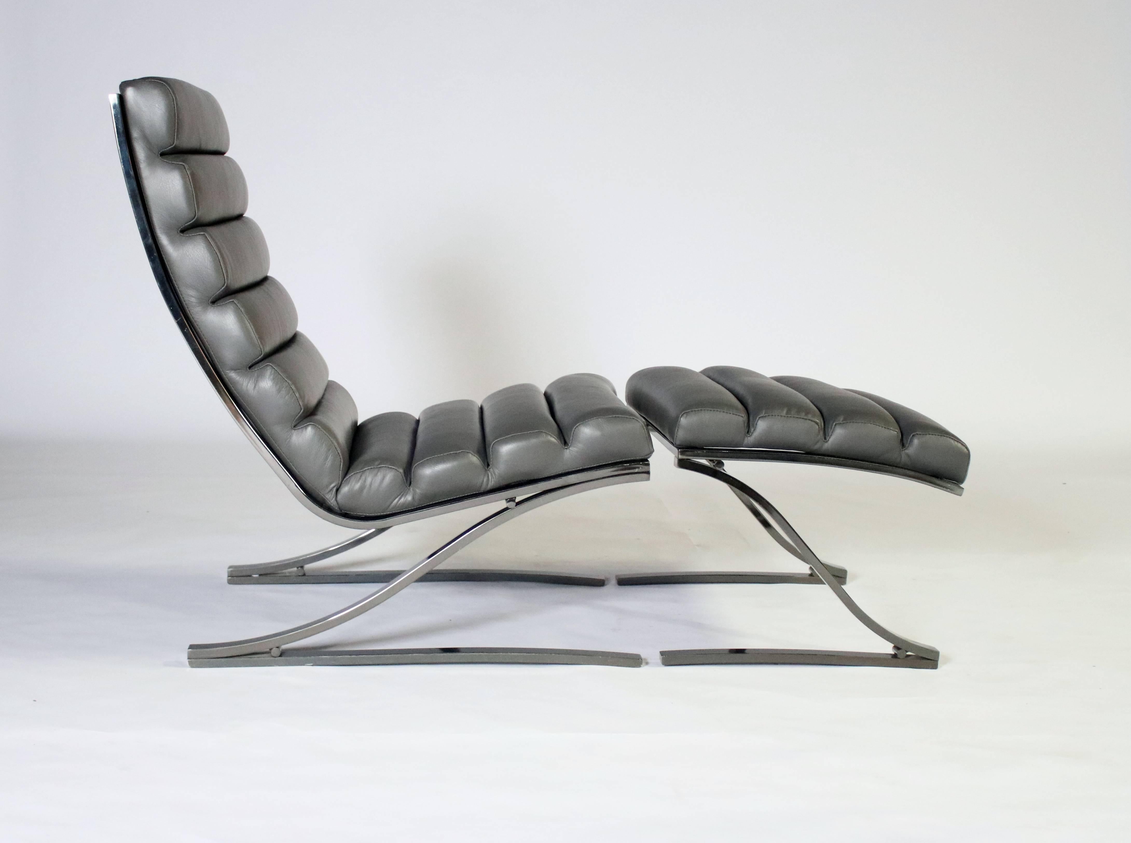 Late 20th Century Design Institute of America Cantilevered Lounge Chair and Ottoman