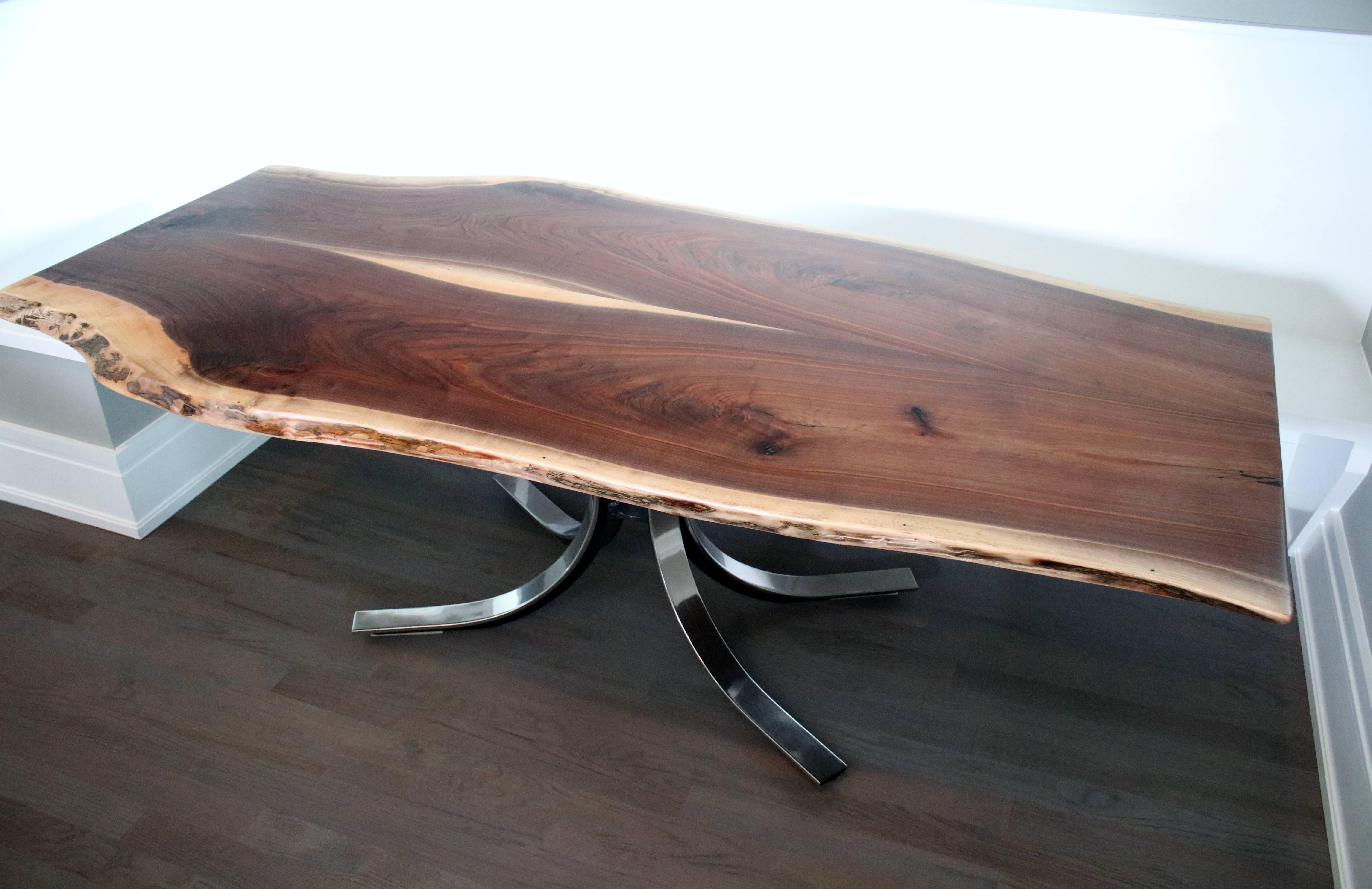 Osvaldo Borsani Table Base with Live Edge Walnut Top In Excellent Condition In Chicago, IL