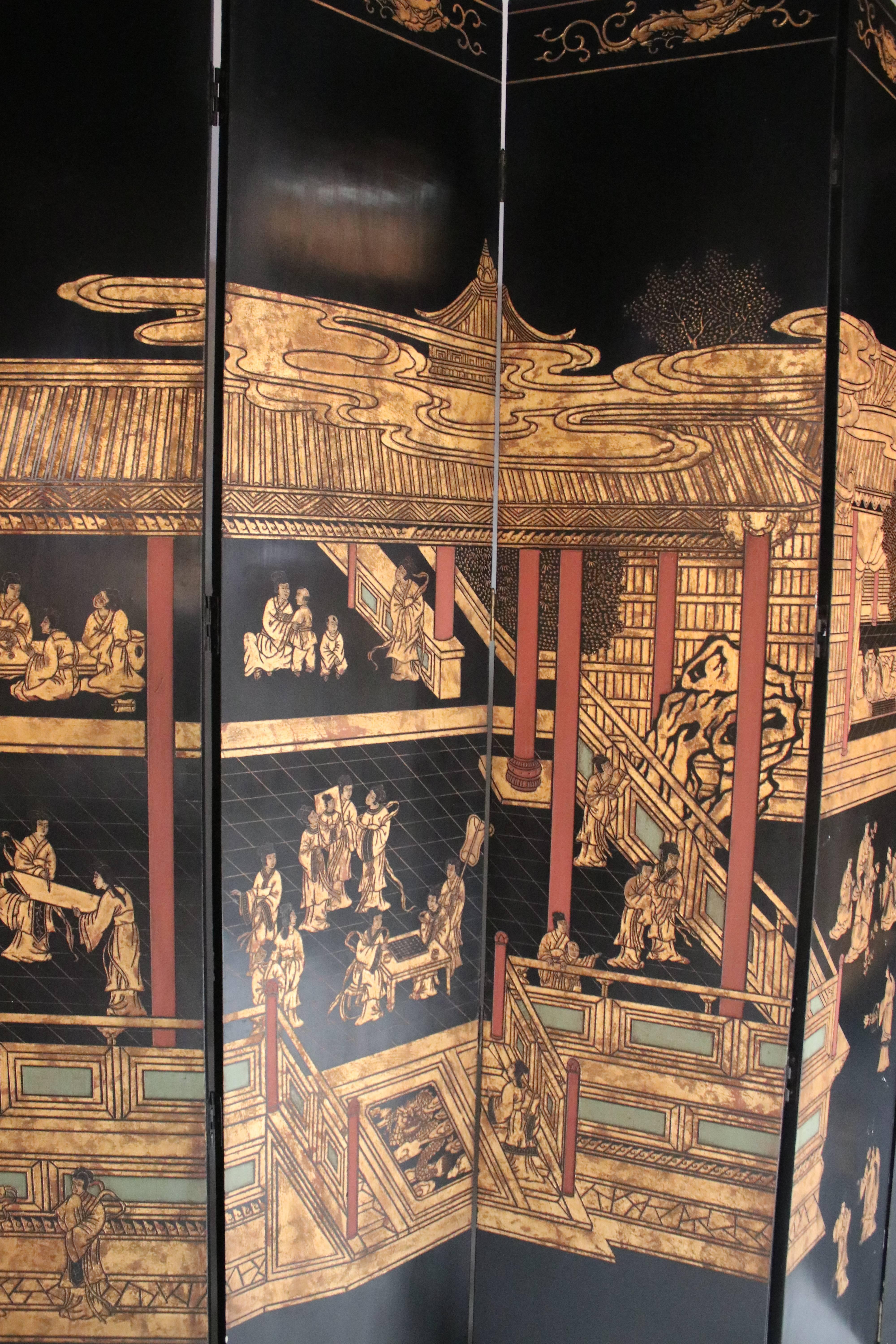 12-Panel Coromandel Double Sided Chinese Screen In Good Condition In Chicago, IL