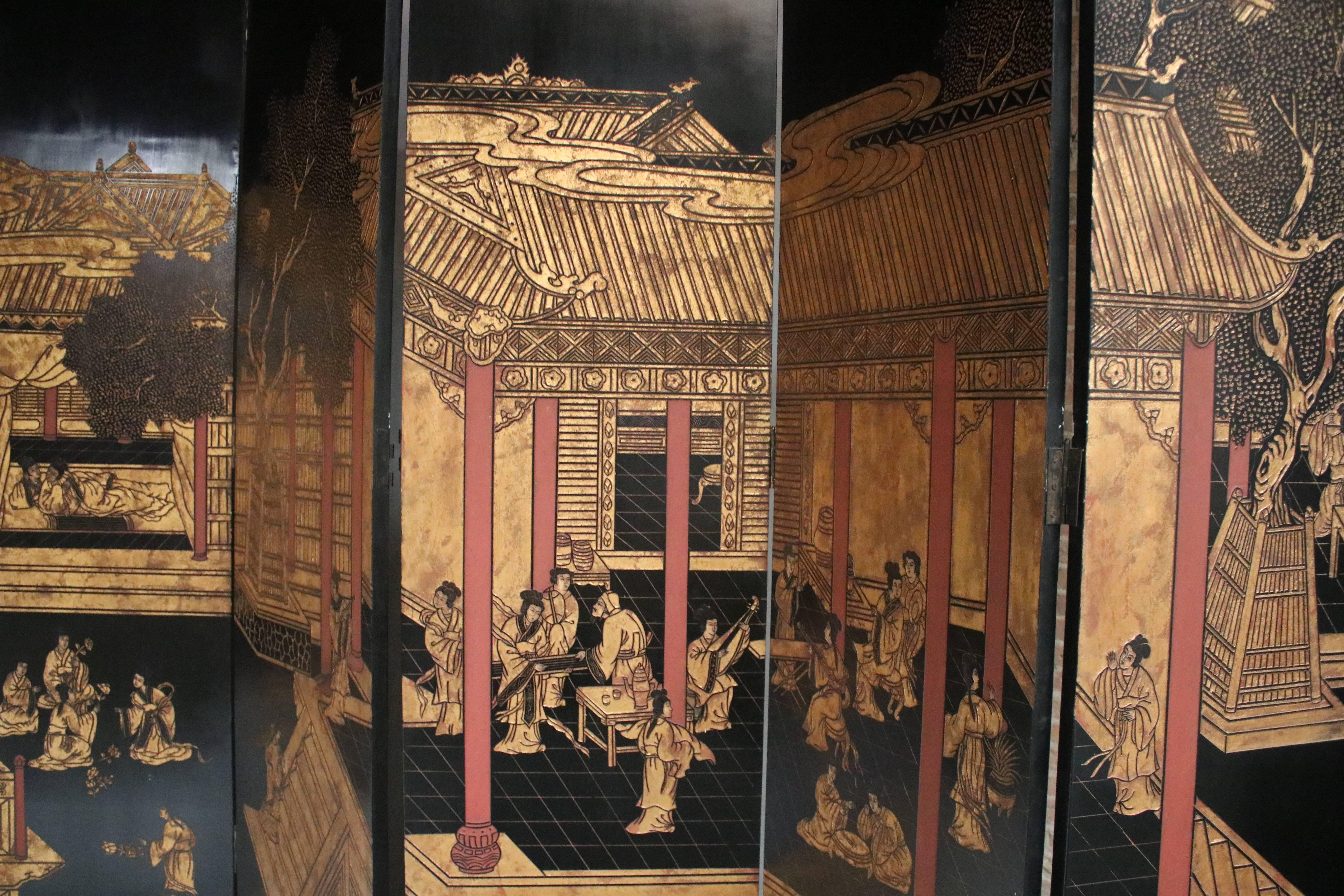 20th Century 12-Panel Coromandel Double Sided Chinese Screen