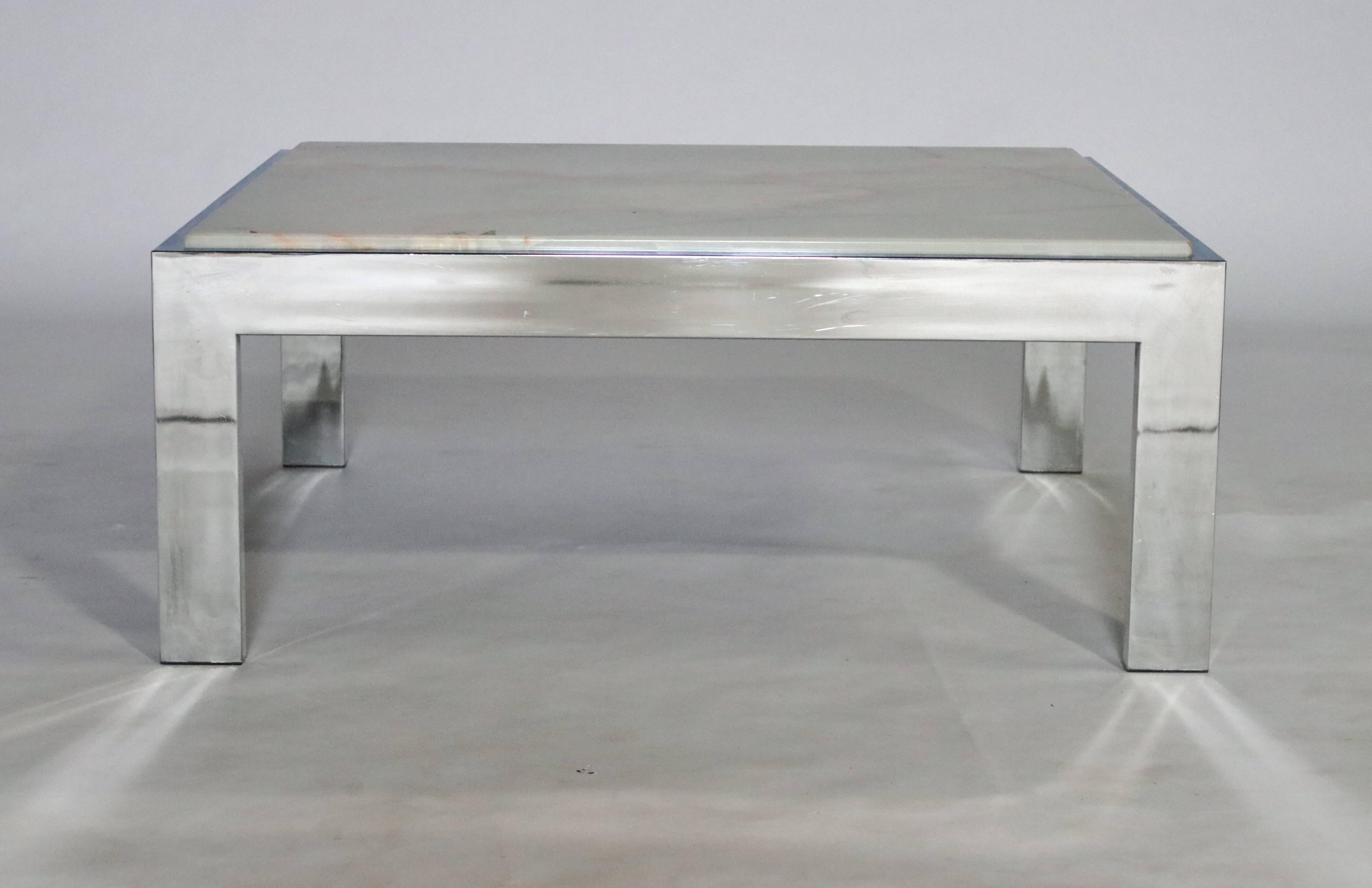 Steel and Marble Cocktail Table In Good Condition In Chicago, IL
