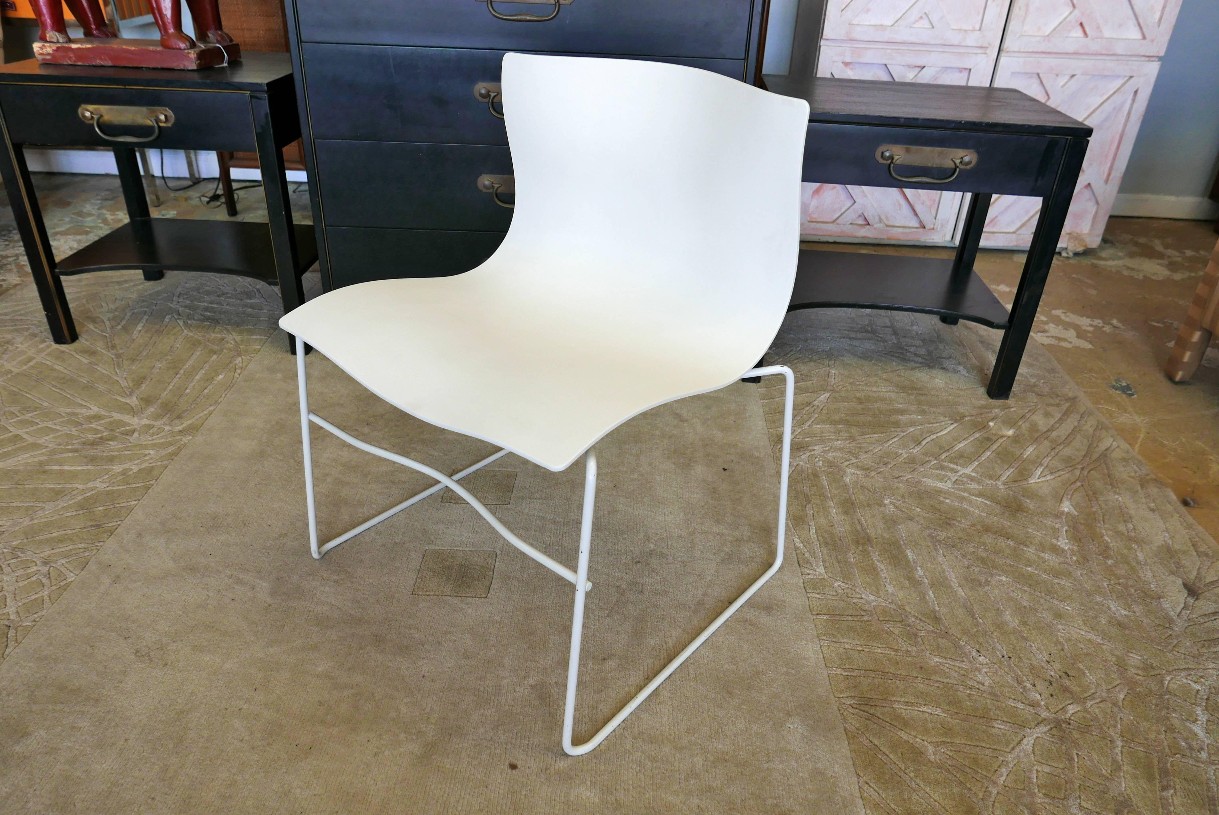 American Knoll Mid-Century Chairs in White, Pair