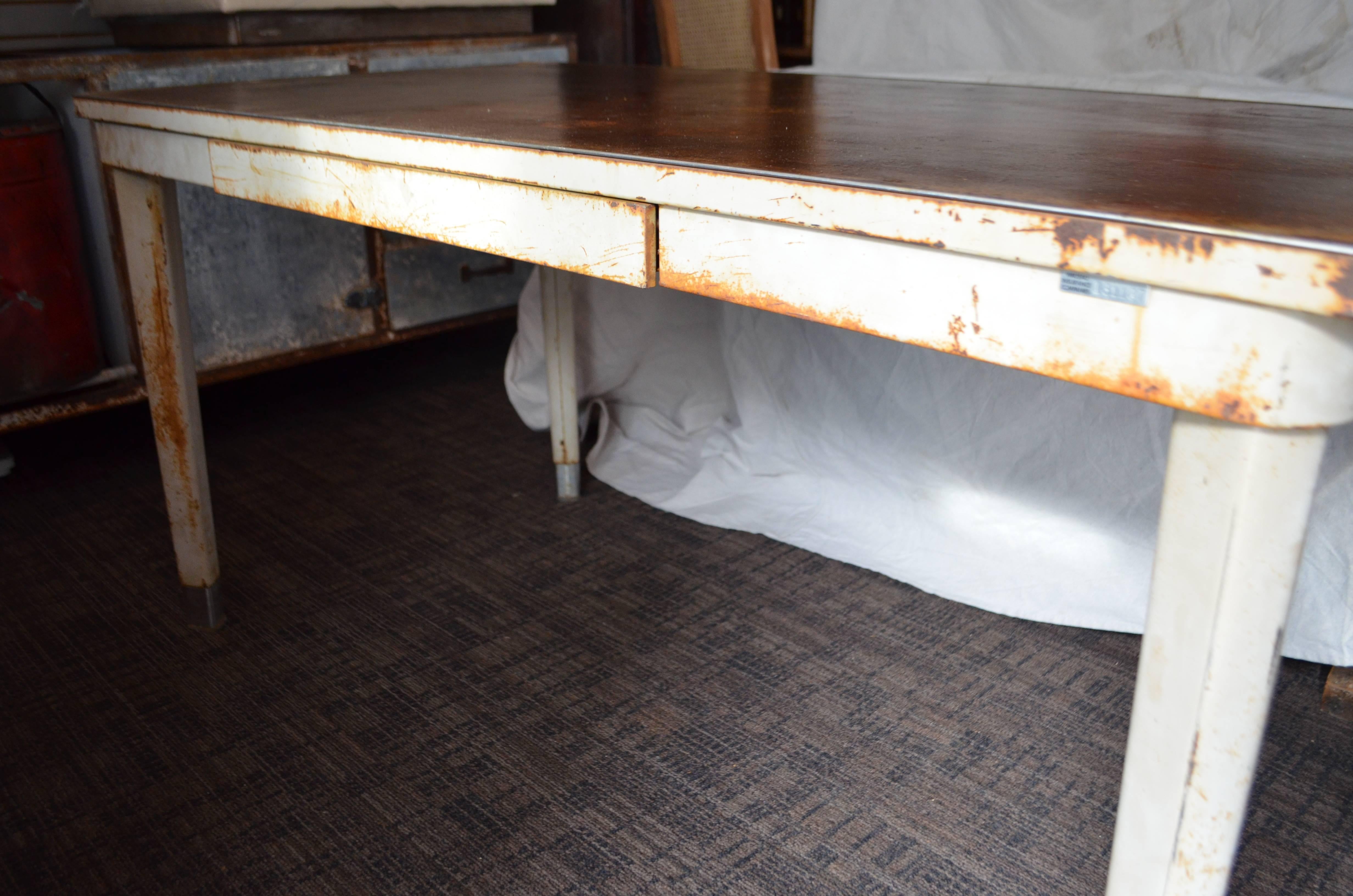 Desk Work Table with Steel Top and Legs, Mid-Century 3