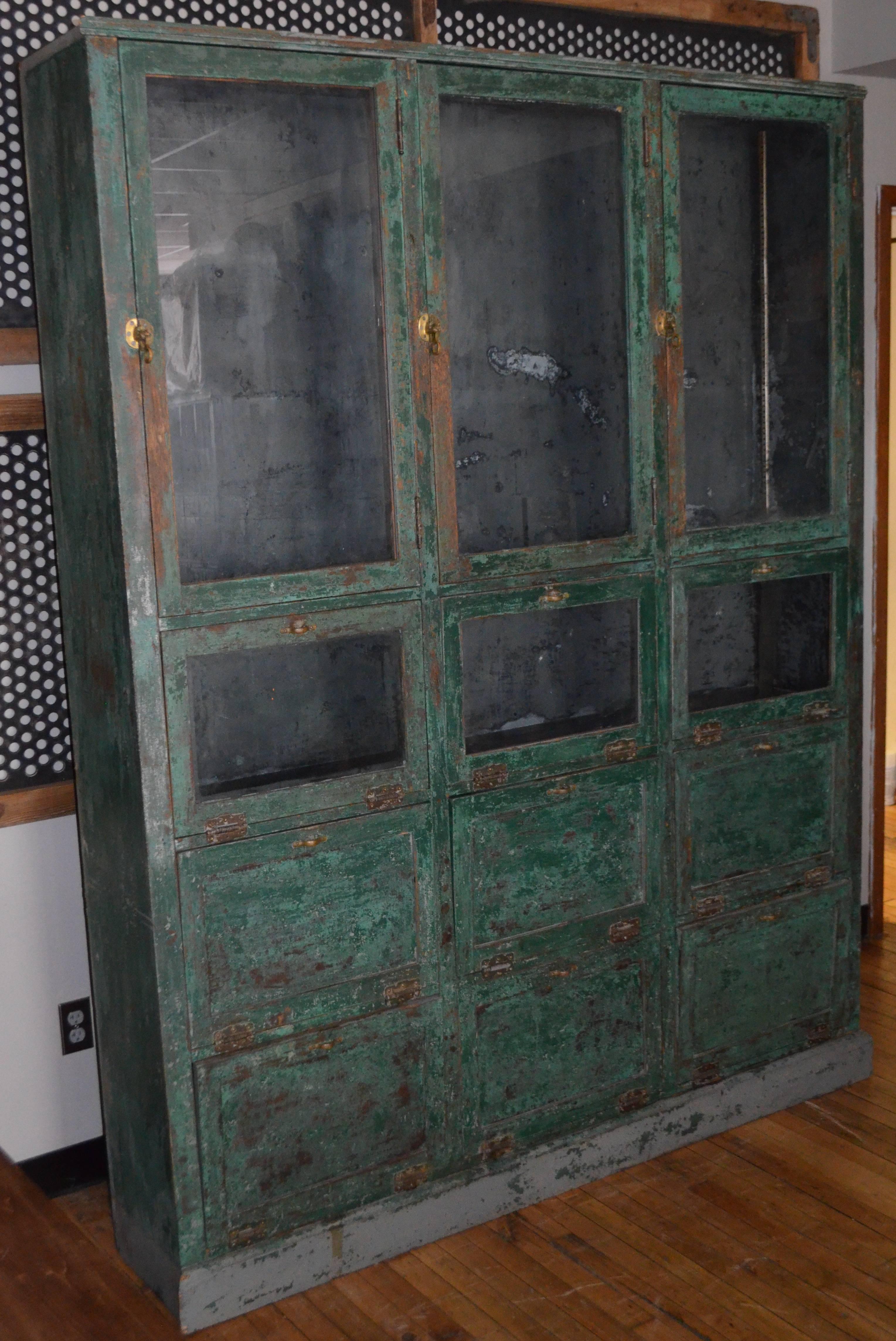 Storage Cabinet Cupboard from Late 1800s, Used as Humidor in Small Town Pharmacy In Good Condition For Sale In Madison, WI