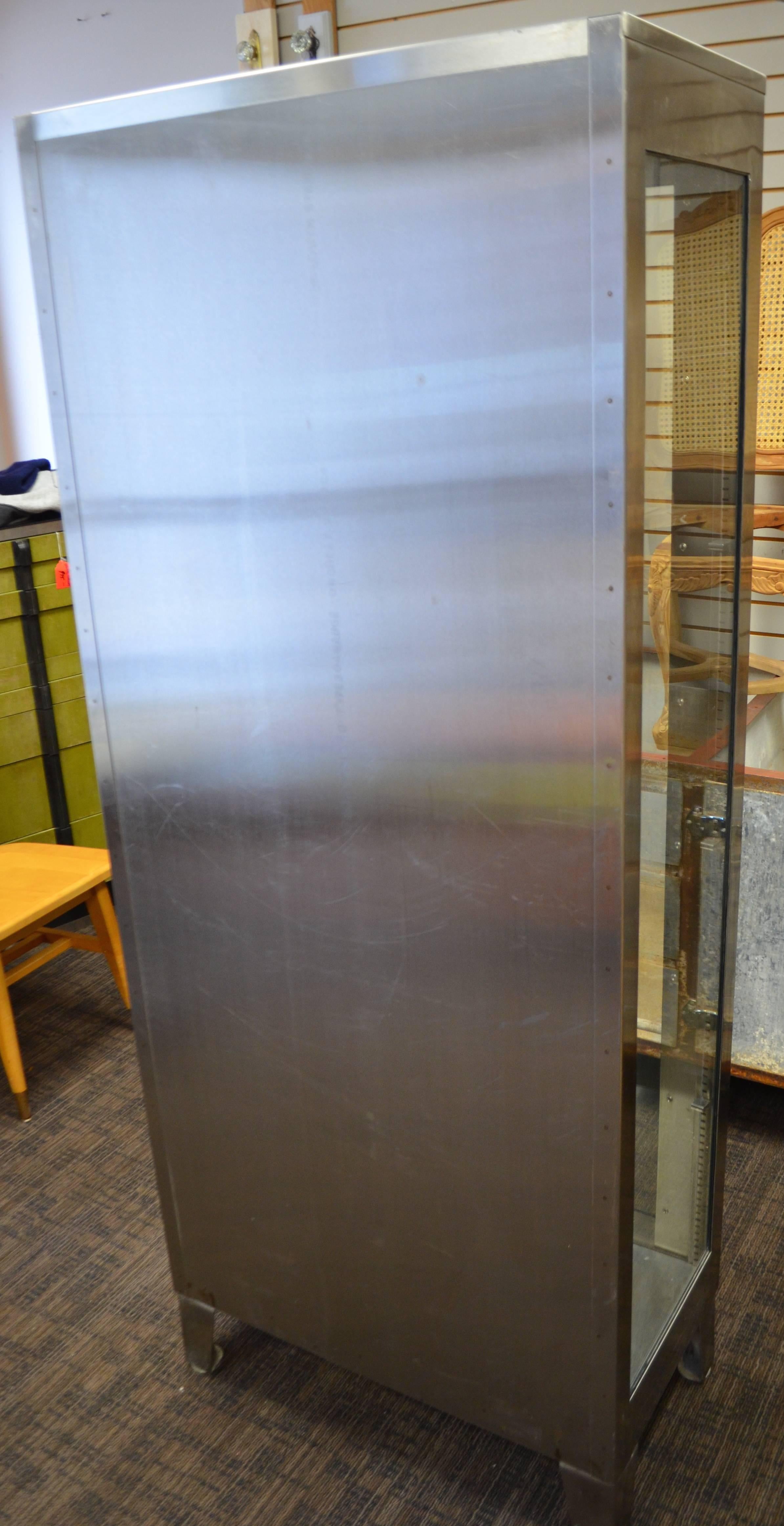 Storage Cabinet of Glass and Stainless Steel from Hospital, Midcentury 1