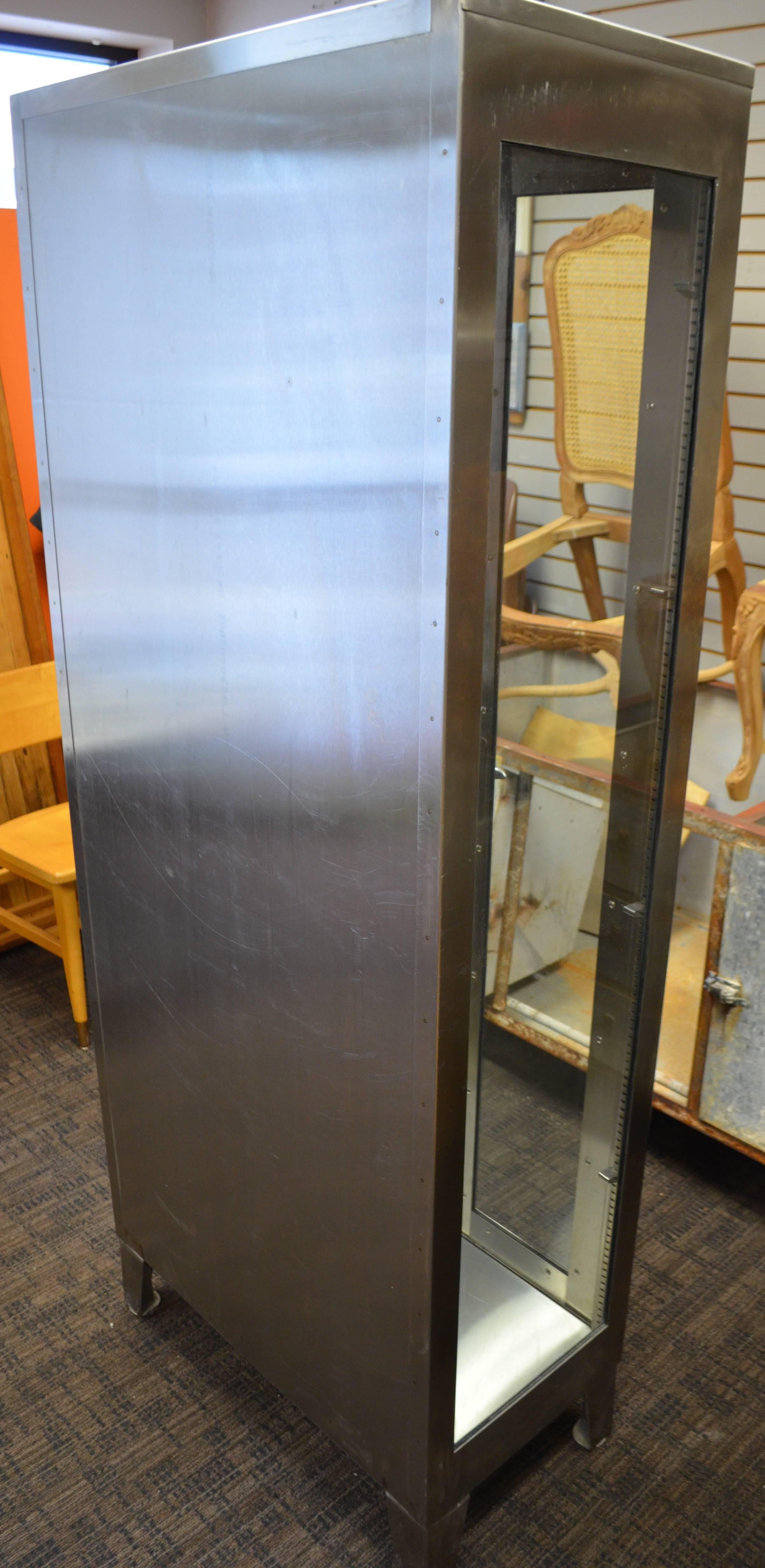 Storage Cabinet of Glass and Stainless Steel from Hospital, Midcentury 2