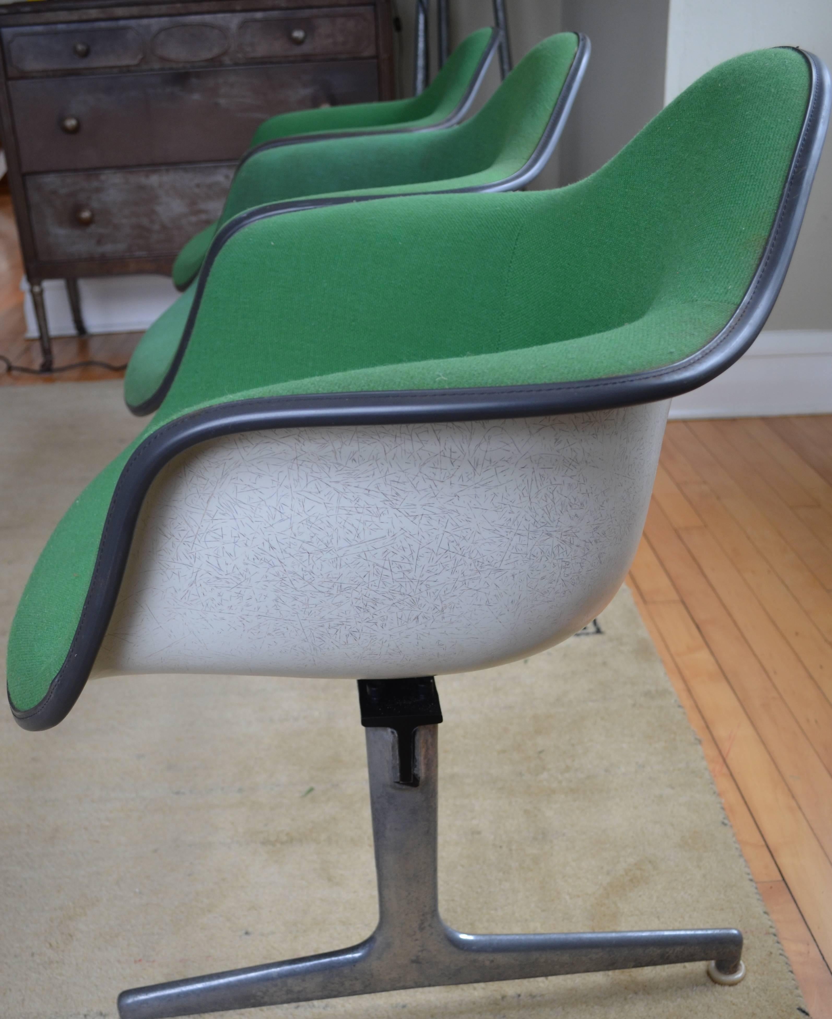American Charles and Ray Eames Tandem Three-Shell Upholstered Seating for Herman Miller