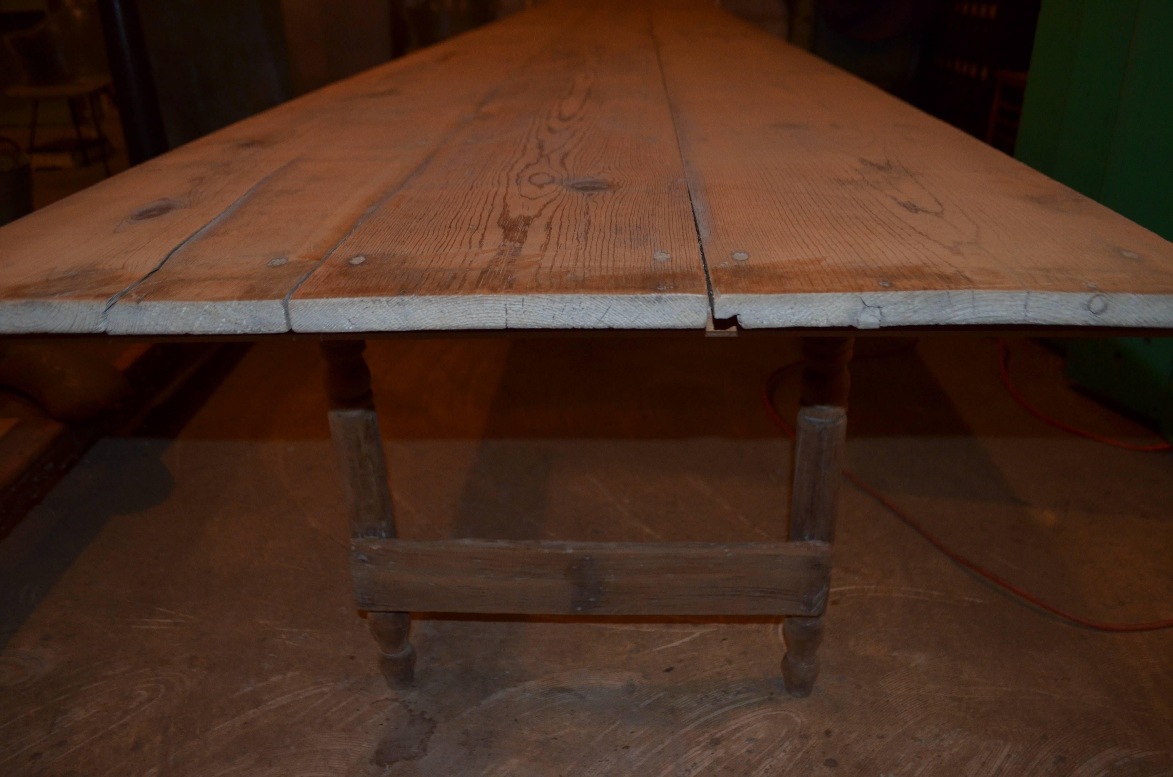 100-Year Old Harvest Table, 16 ft long, of Old Growth Pine 2