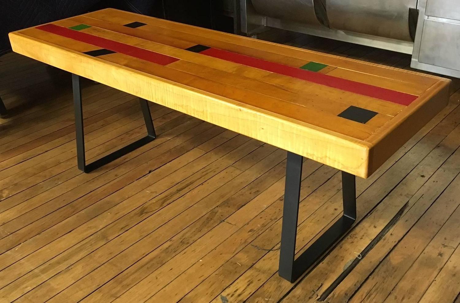 Bench from Gymnasium Gym Flooring with Steel Bracket Legs For Sale at