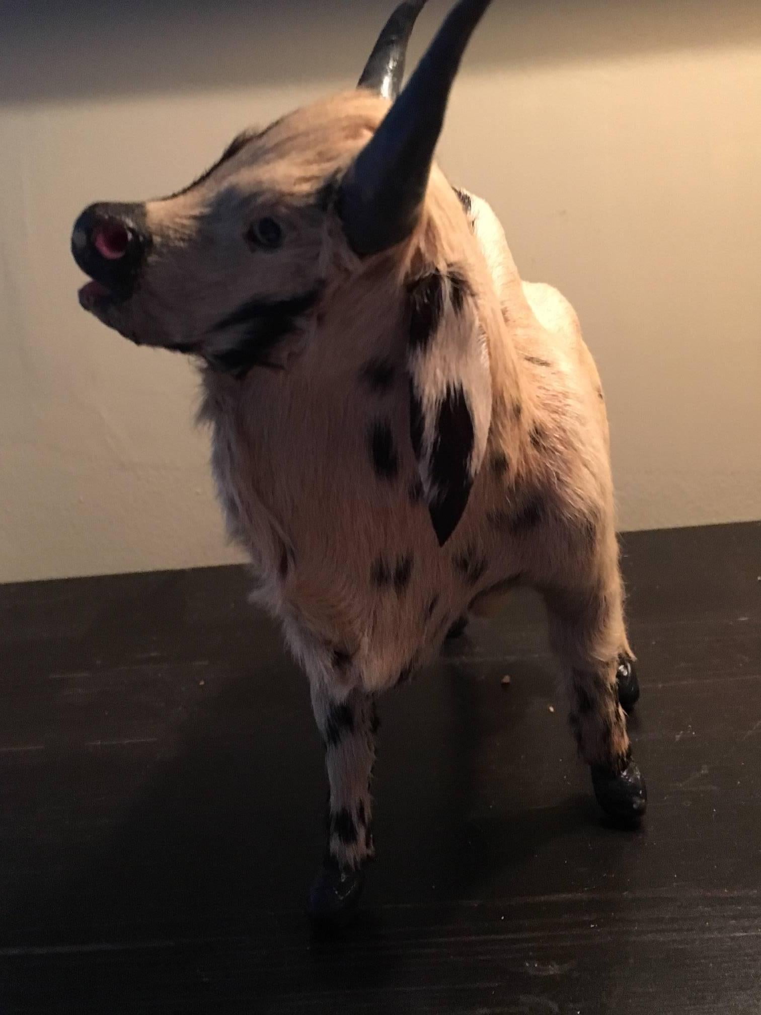 Spanish Bull in Miniature, Handmade of Cowhide 2