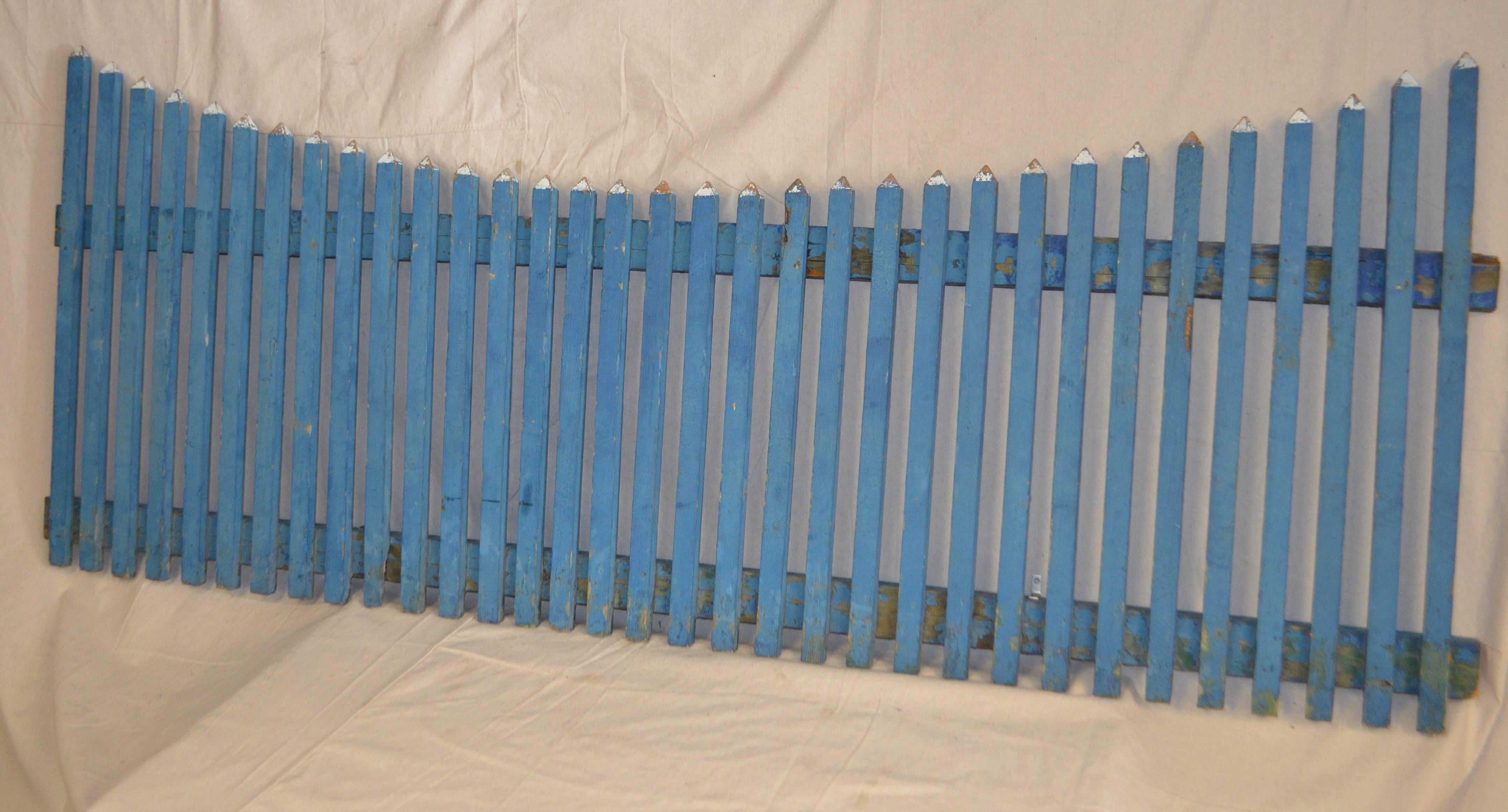 North American Garden Picket Fence in Original Blue Paint.