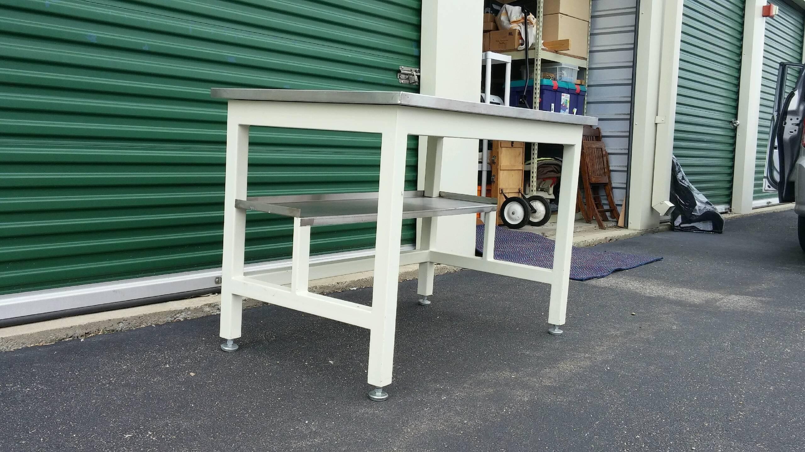 20th Century Lab Work Table Desk of Stainless Steel from Science Classroom