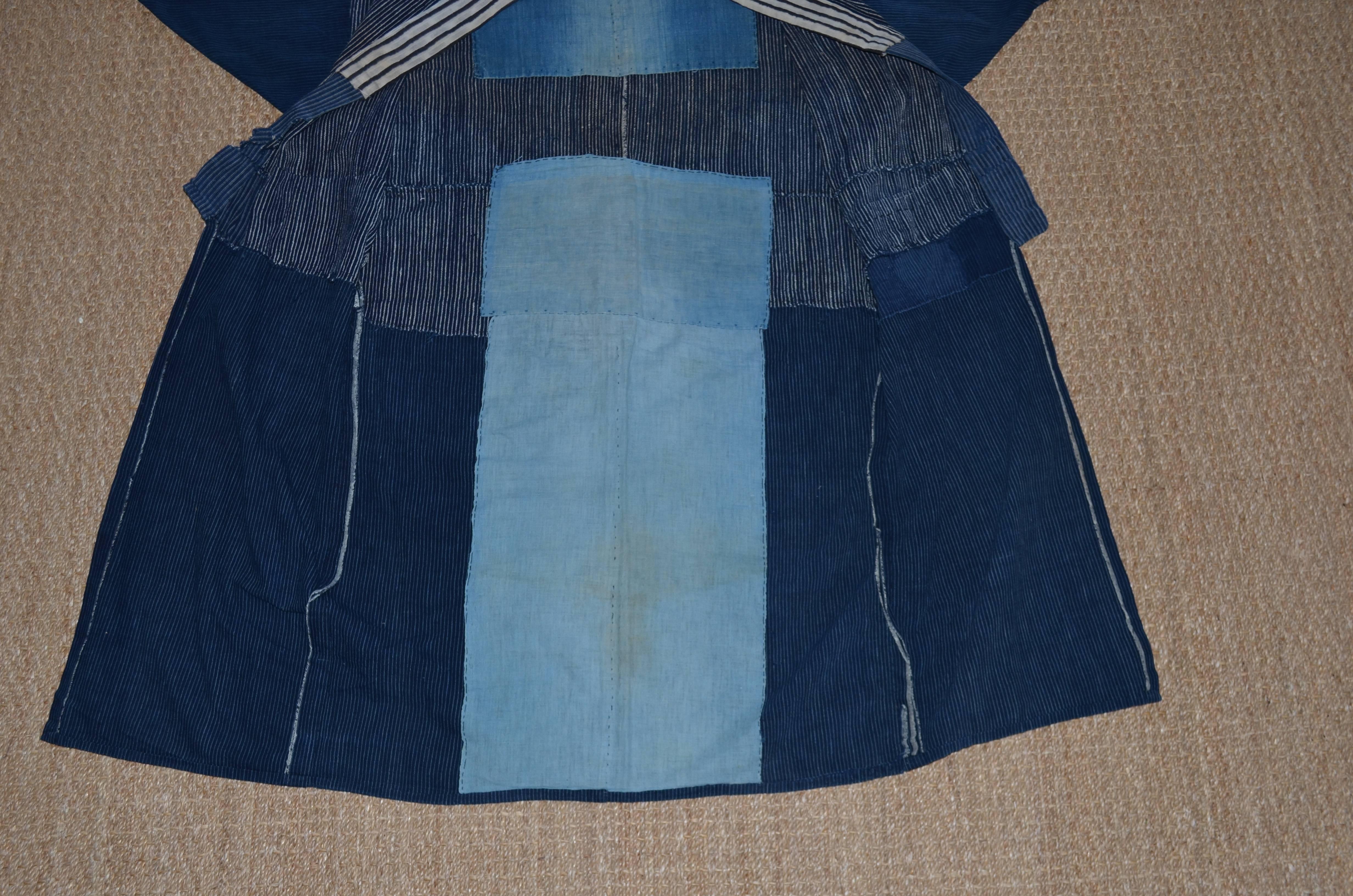 Japanese Boro Denim Farmer's Jacket Kimono  In Good Condition In Madison, WI