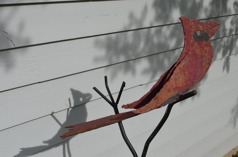 Garden Sculpture Cardinal by Visionary Metal Sculptor, Ellis Nelson at