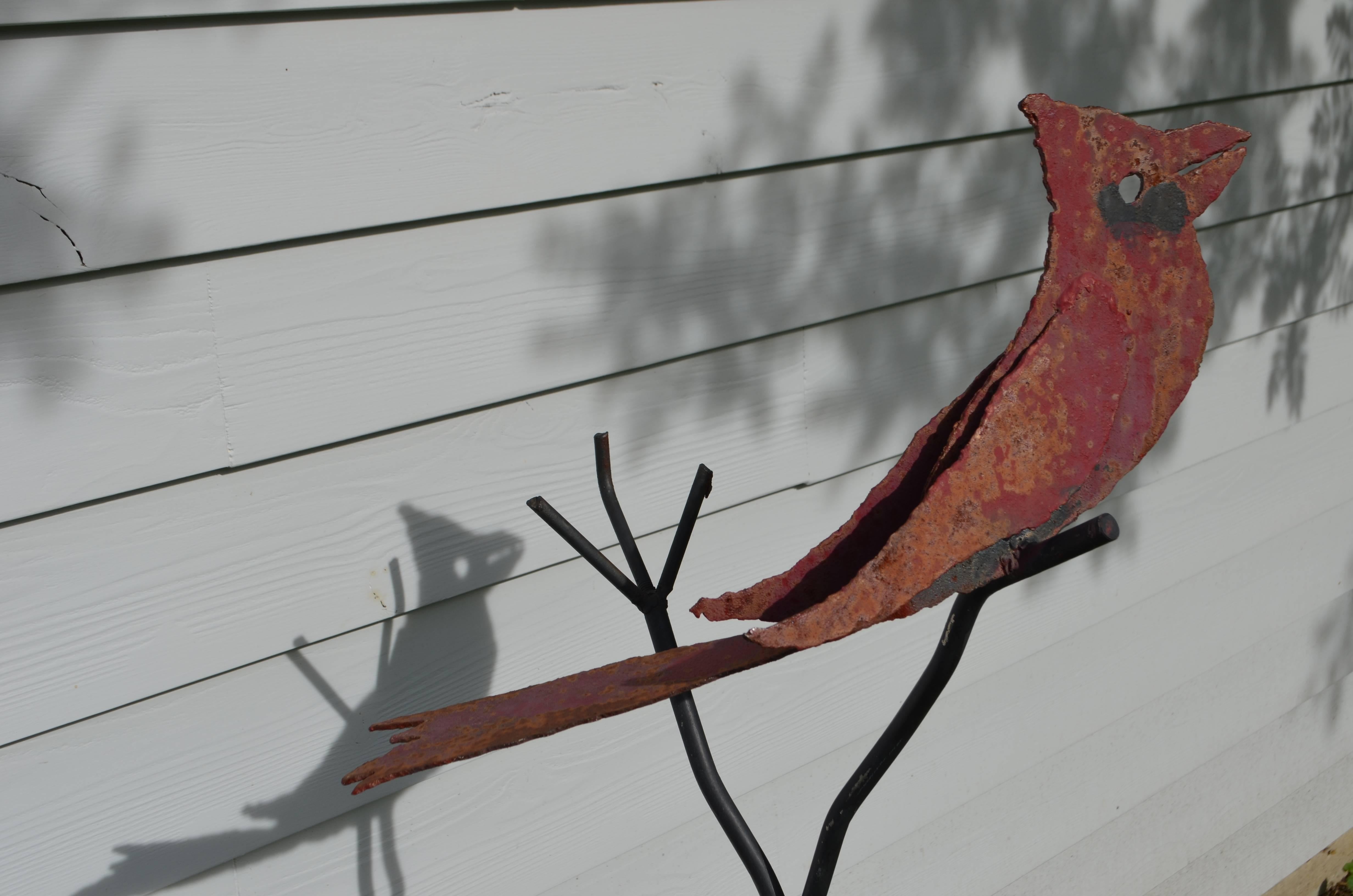 20th Century Garden Sculpture Cardinal by Visionary Metal Sculptor, Ellis Nelson