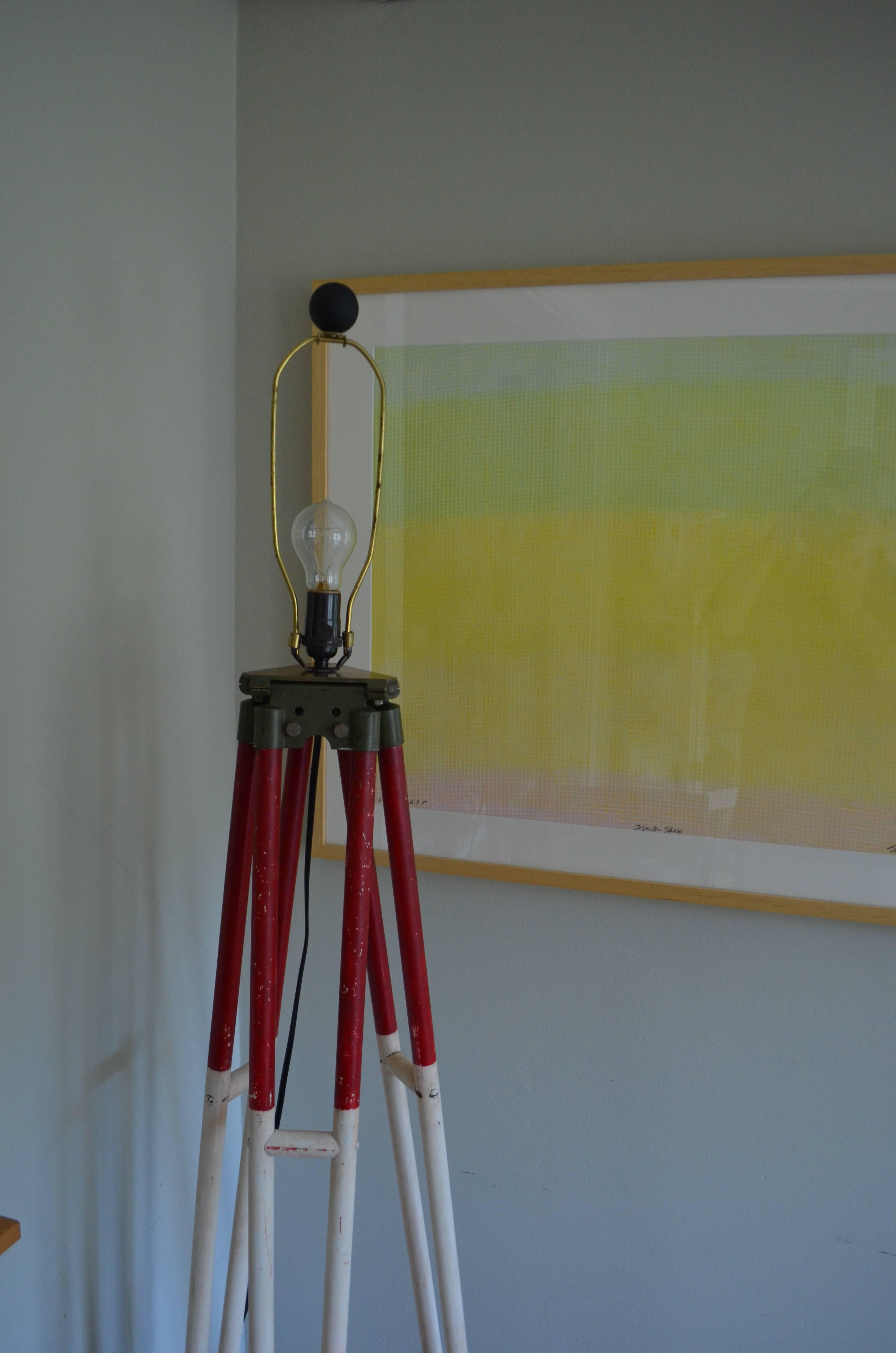 20th Century Floor Lamp Created from Swiss Surveyor Tripod