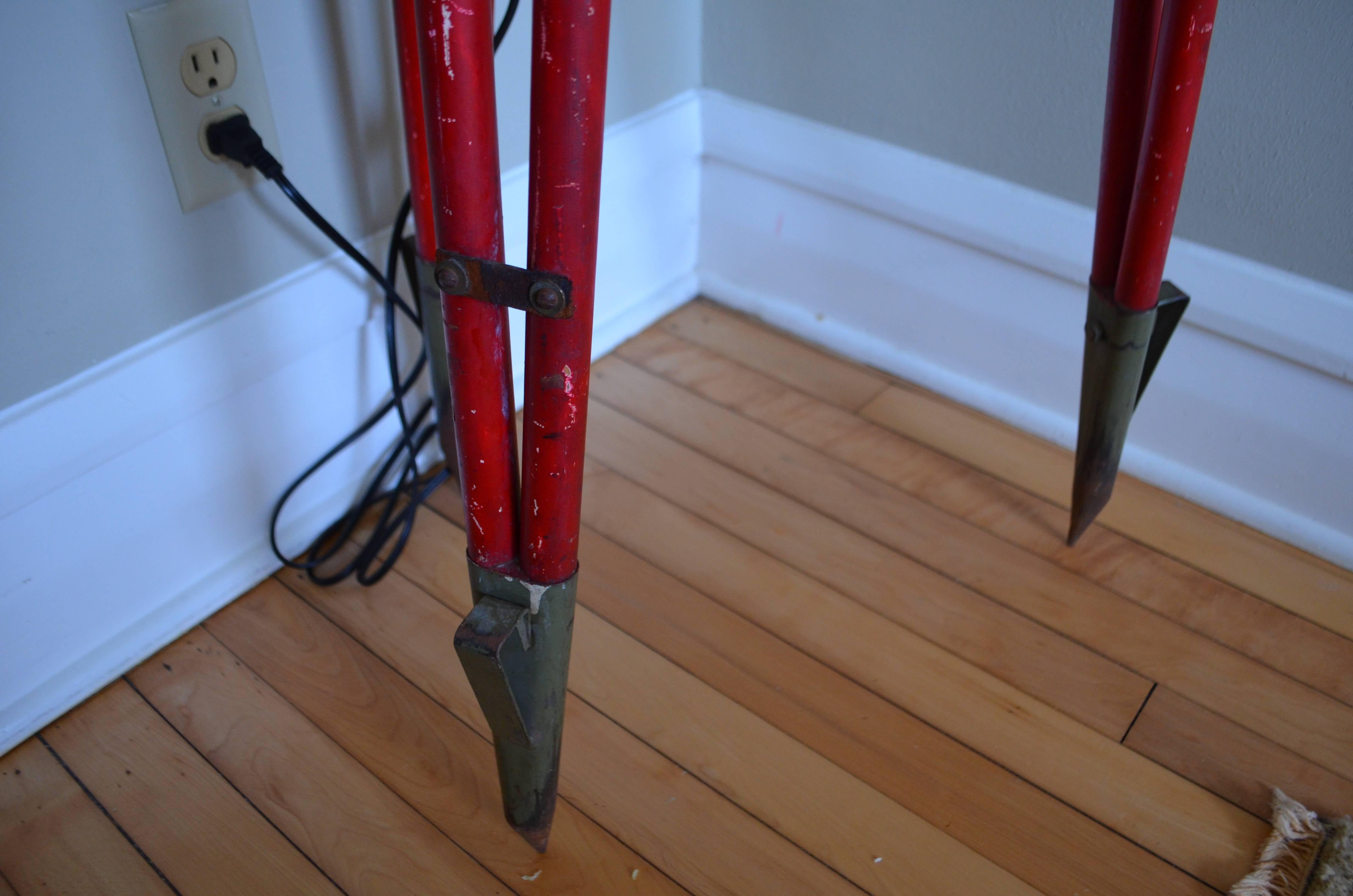 Brass Floor Lamp Created from Swiss Surveyor Tripod