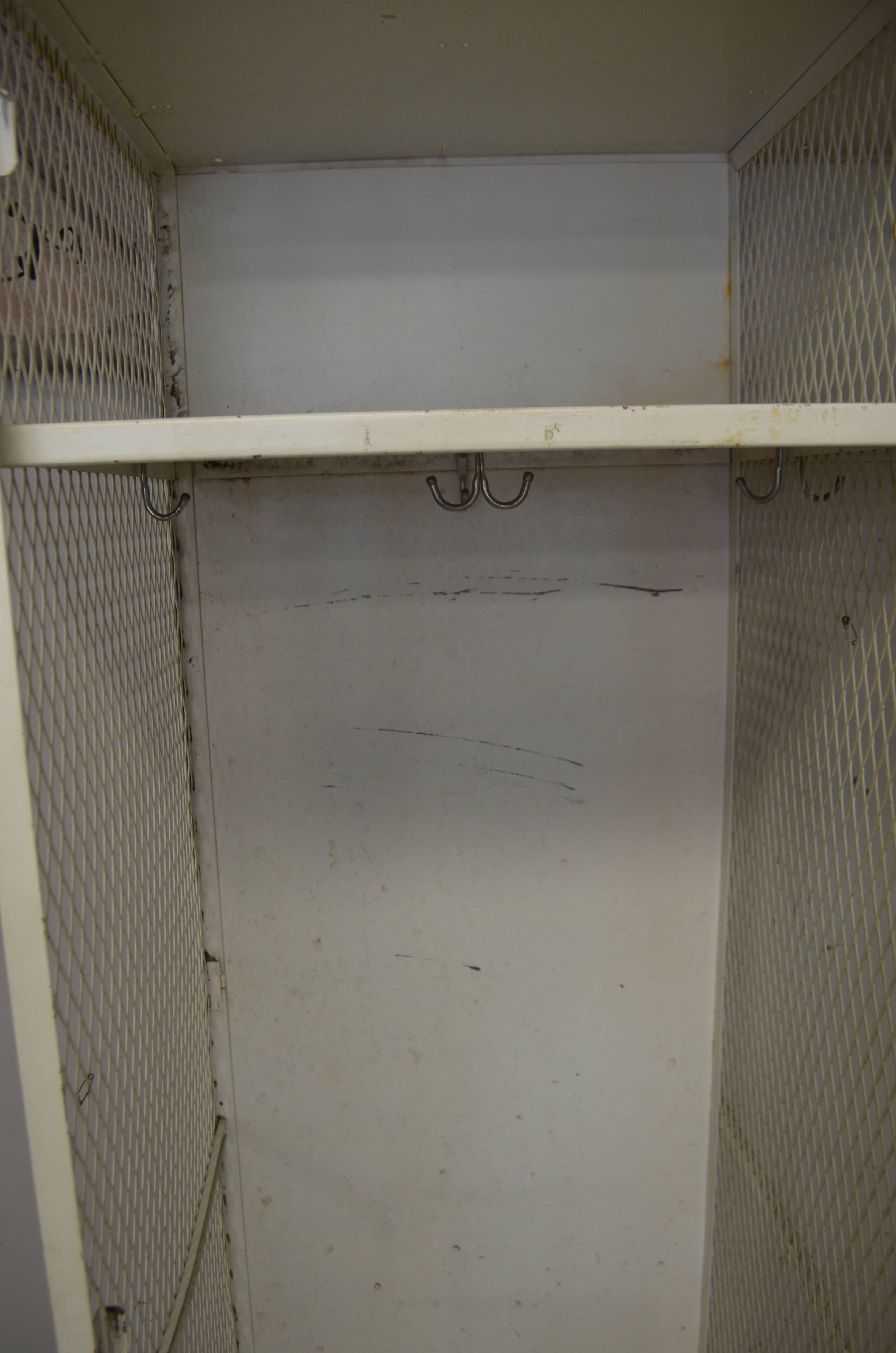 Late 20th Century Hockey Gym Locker Unit of Steel with Two Wide, Deep Compartments