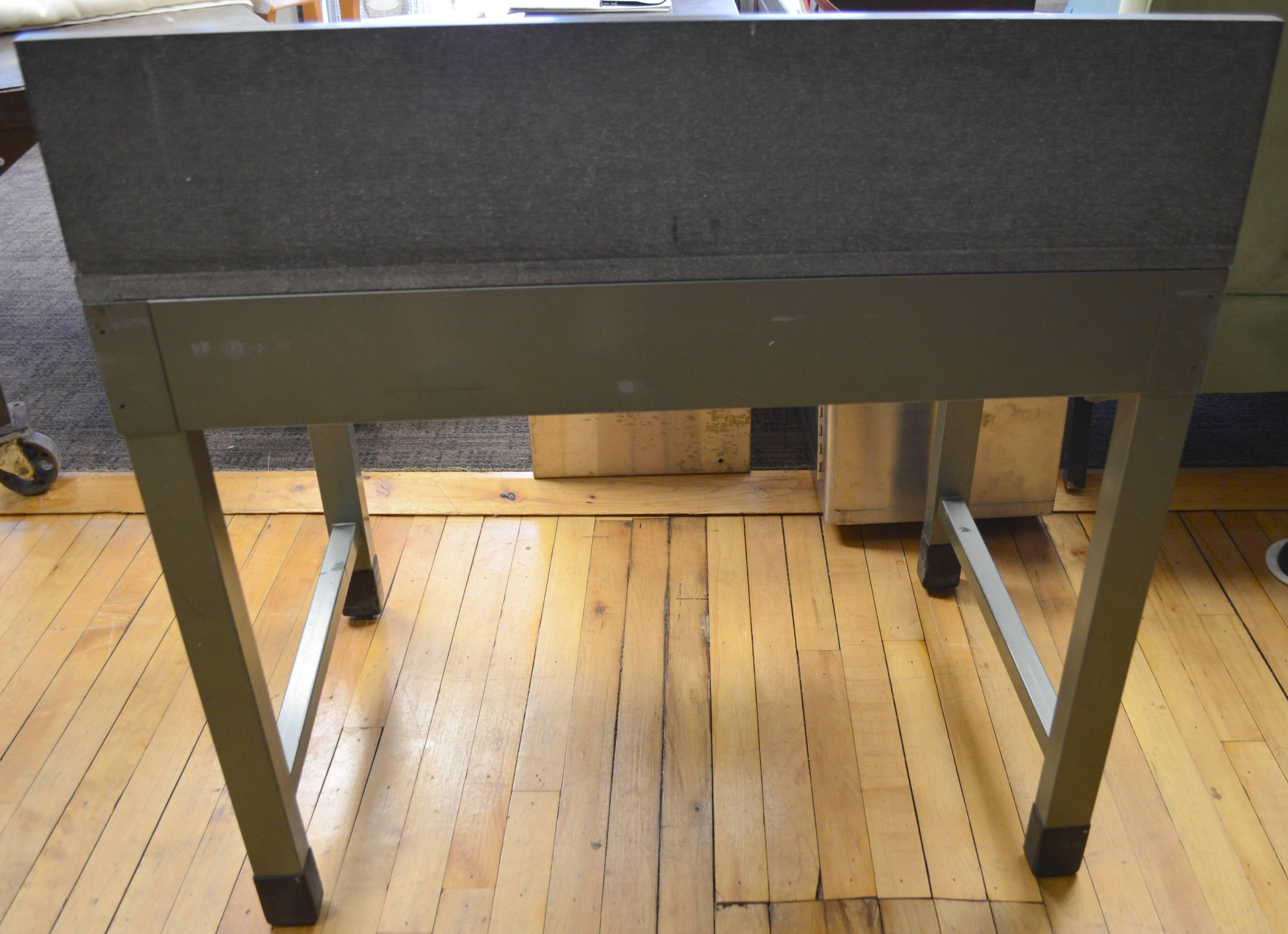 Mid-Century Steel Desk with As-Found Slate Top and Backsplash 1