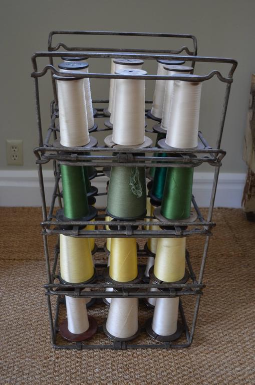 Industrial Thread Spooler with 36 Spools of Colorful Thread at 1stdibs