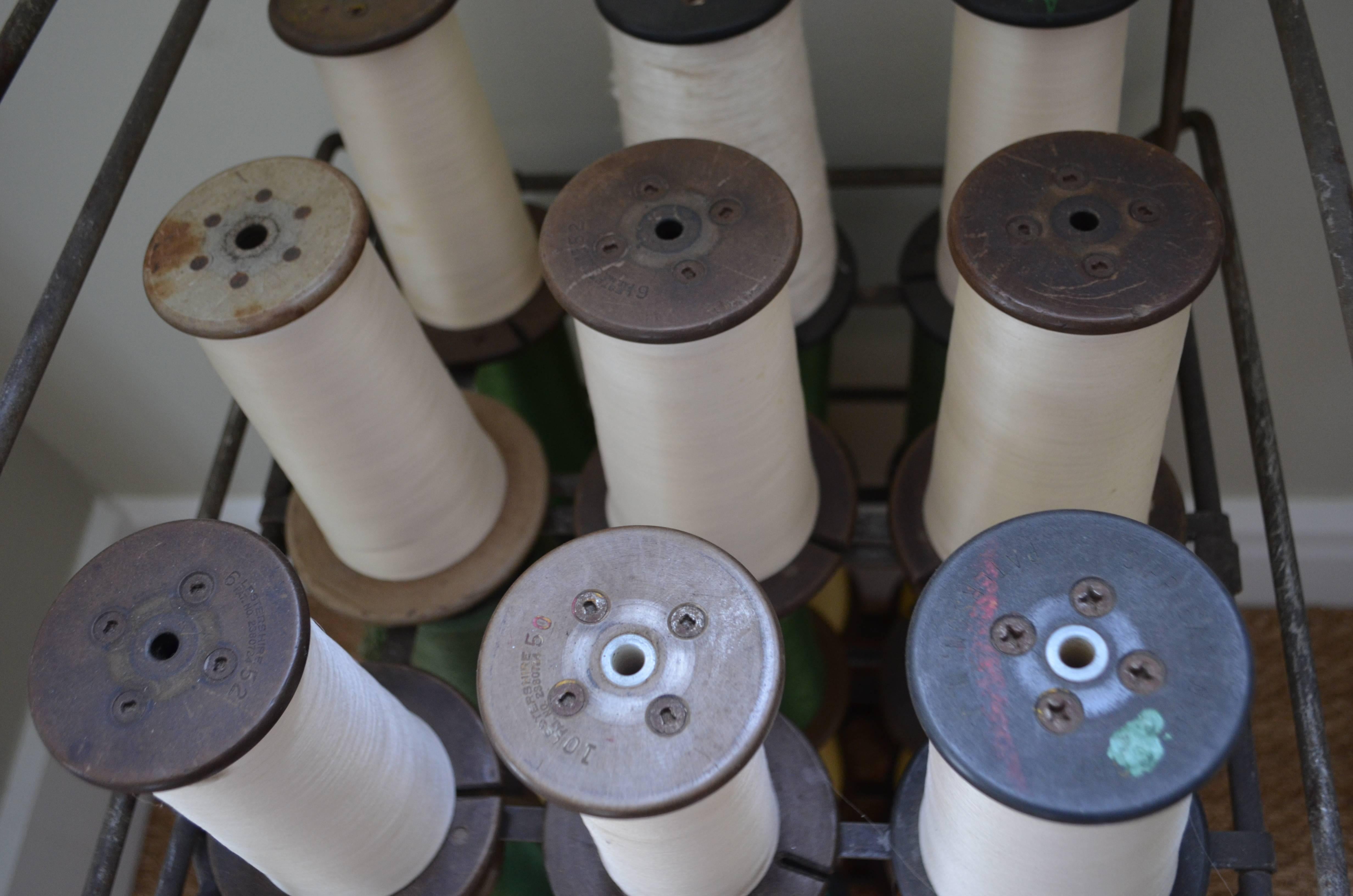 American Industrial Thread Spooler with 36 Spools of Colorful Thread