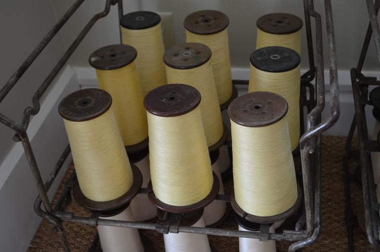 Industrial Thread Spooler with 36 Spools of Colorful Thread at 1stdibs