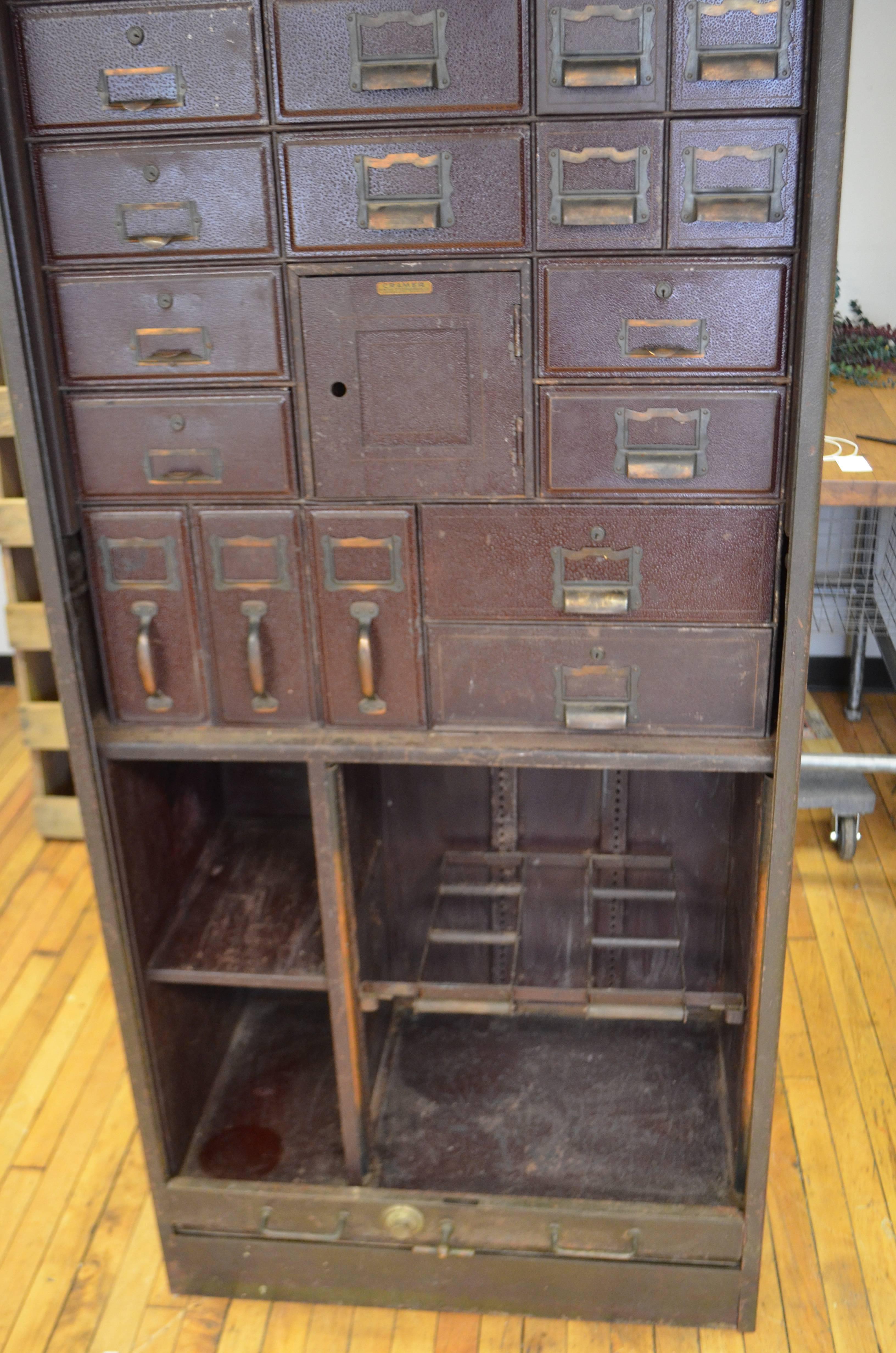 American Storage Steel Unit File Cabinet circa 1930s from Midwestern Post Office