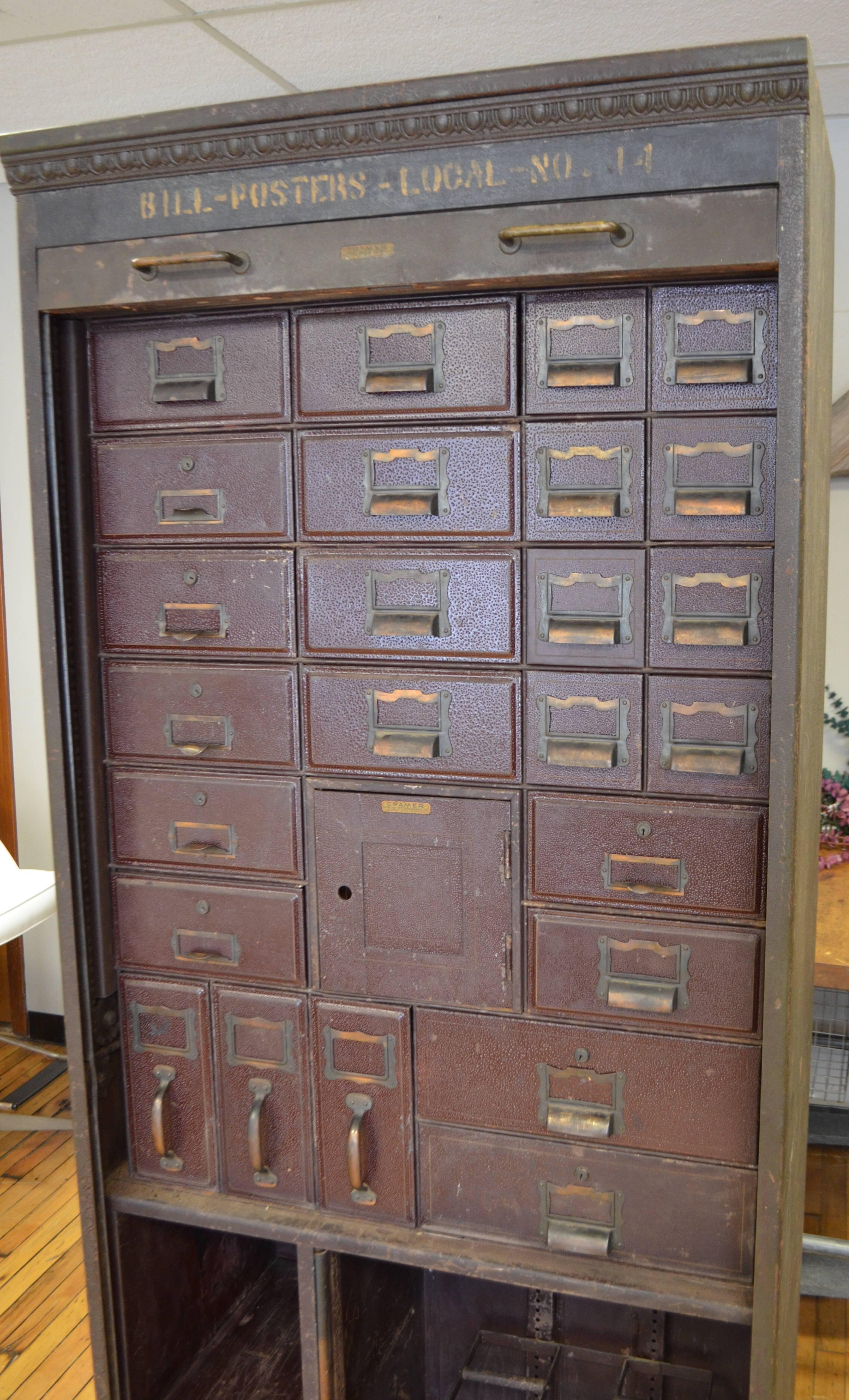 Industrial Storage Steel Unit File Cabinet circa 1930s from Midwestern Post Office