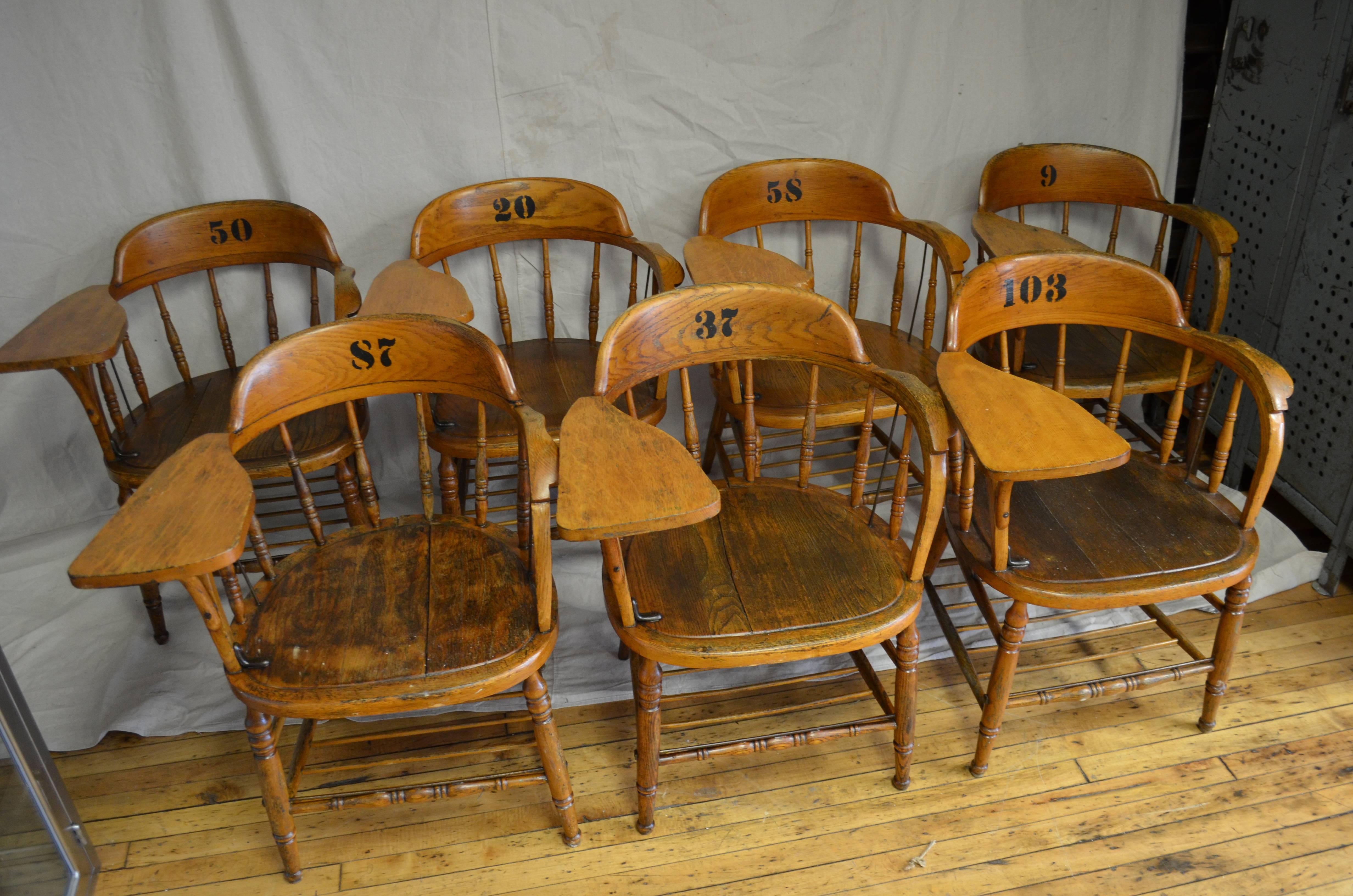 Early 20th Century Classroom School Chair of Oak 2