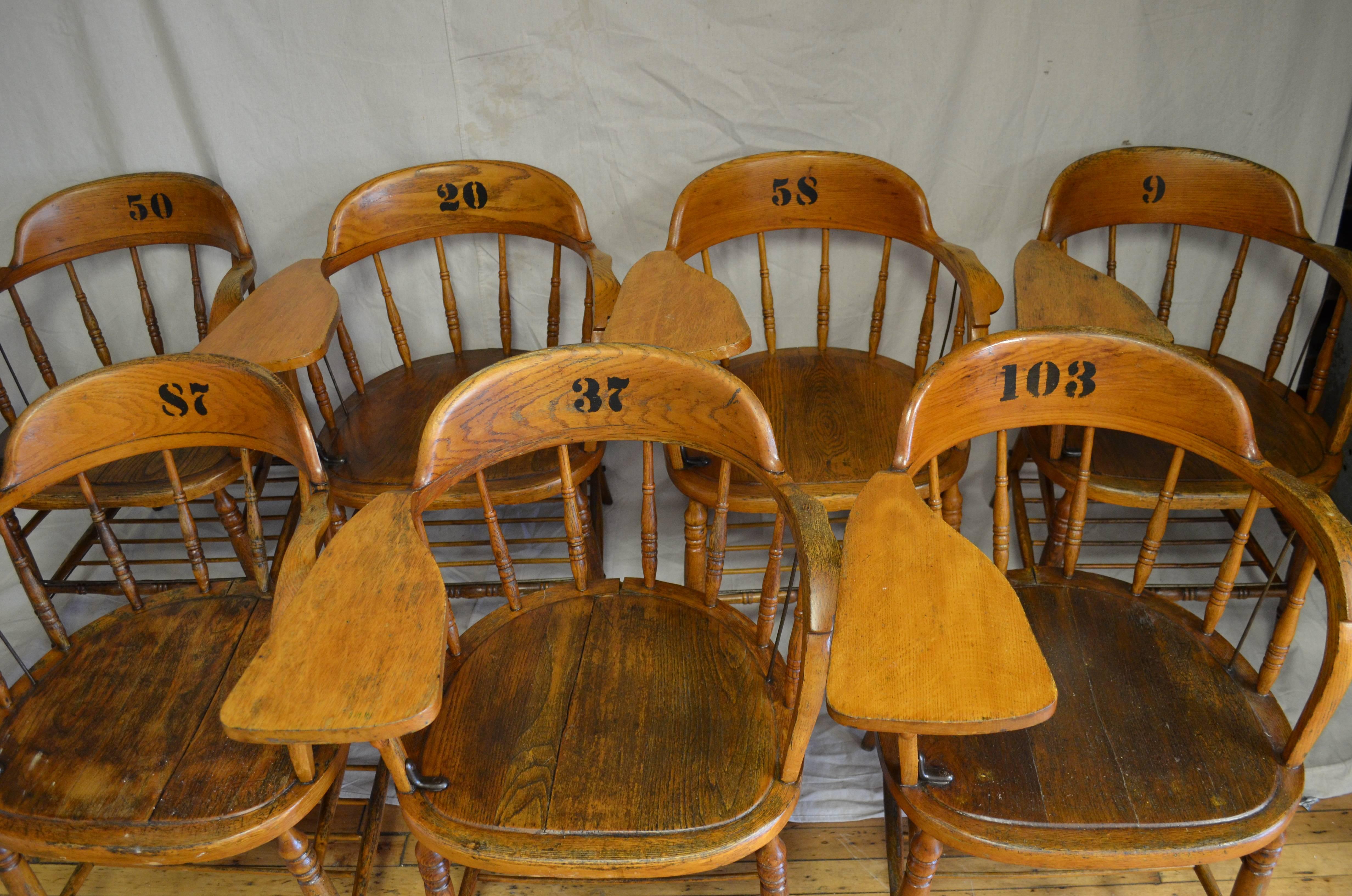 Early 20th Century Classroom School Chair of Oak 3